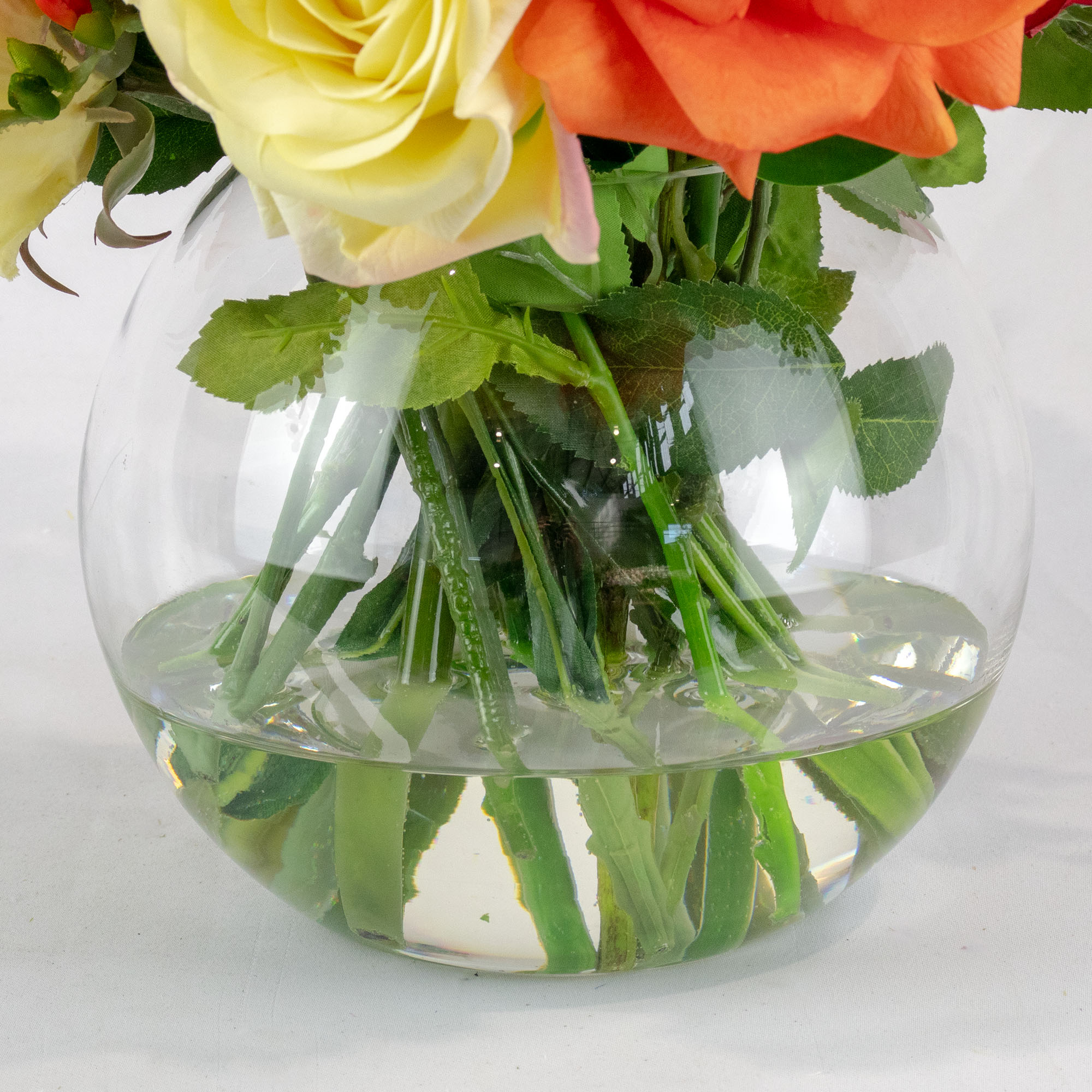 ROSE GINGER LILY AND FREESIA IN GLASS VASE