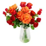 ORANGE ROSE MEDLEY IN GLASS VASE