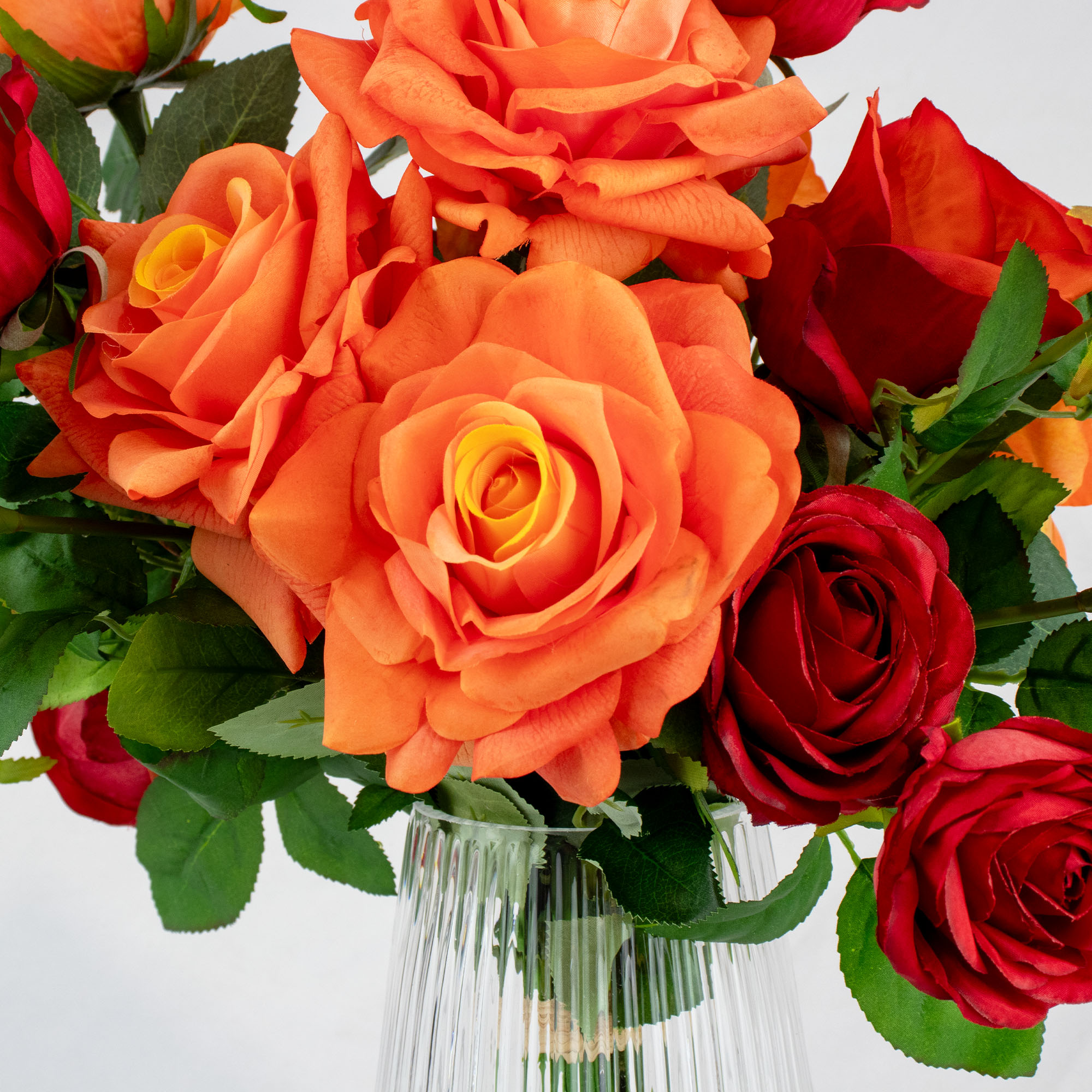 ORANGE ROSE MEDLEY IN GLASS VASE