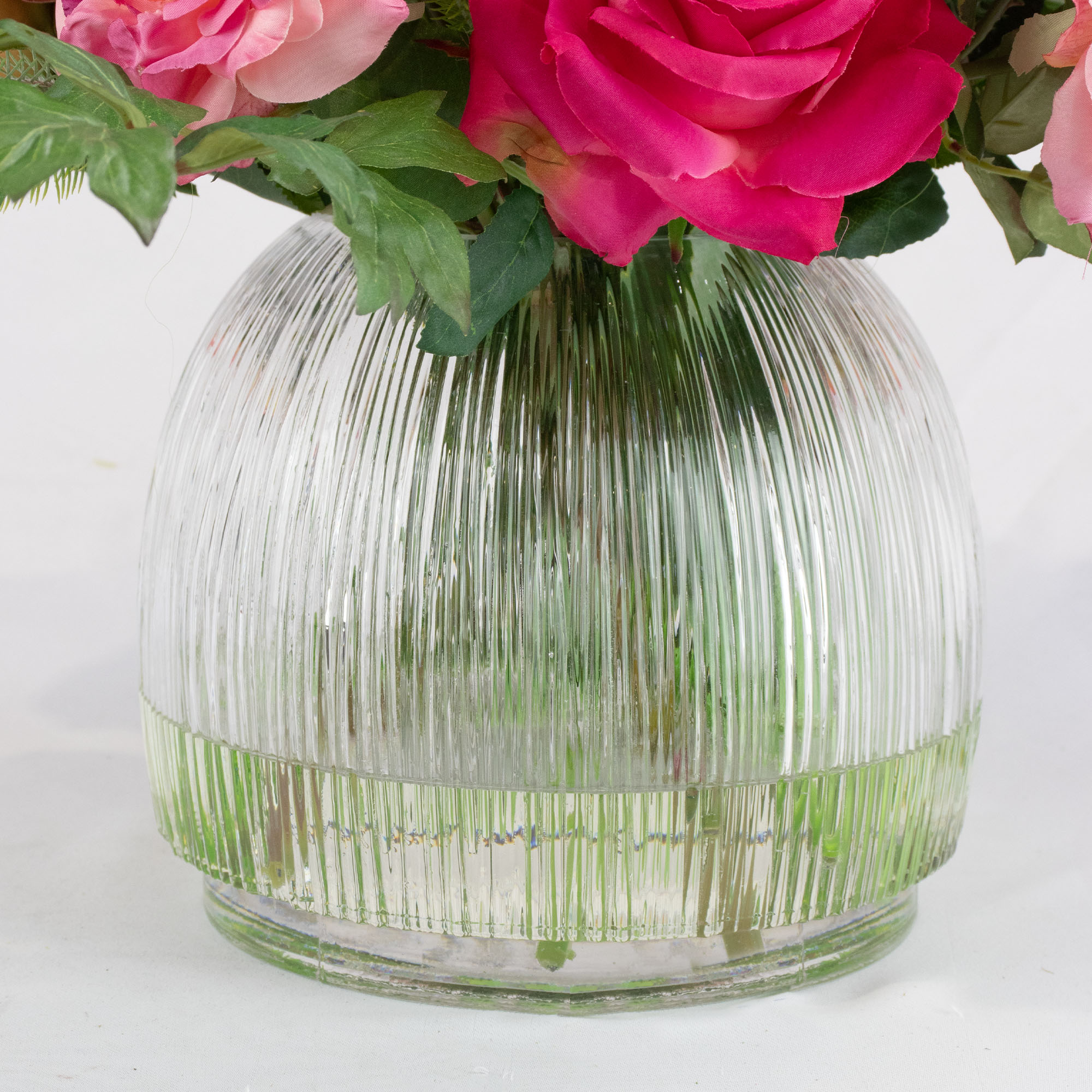 PEONY ROSE AND TULIPS PINK IN GLASS VASE