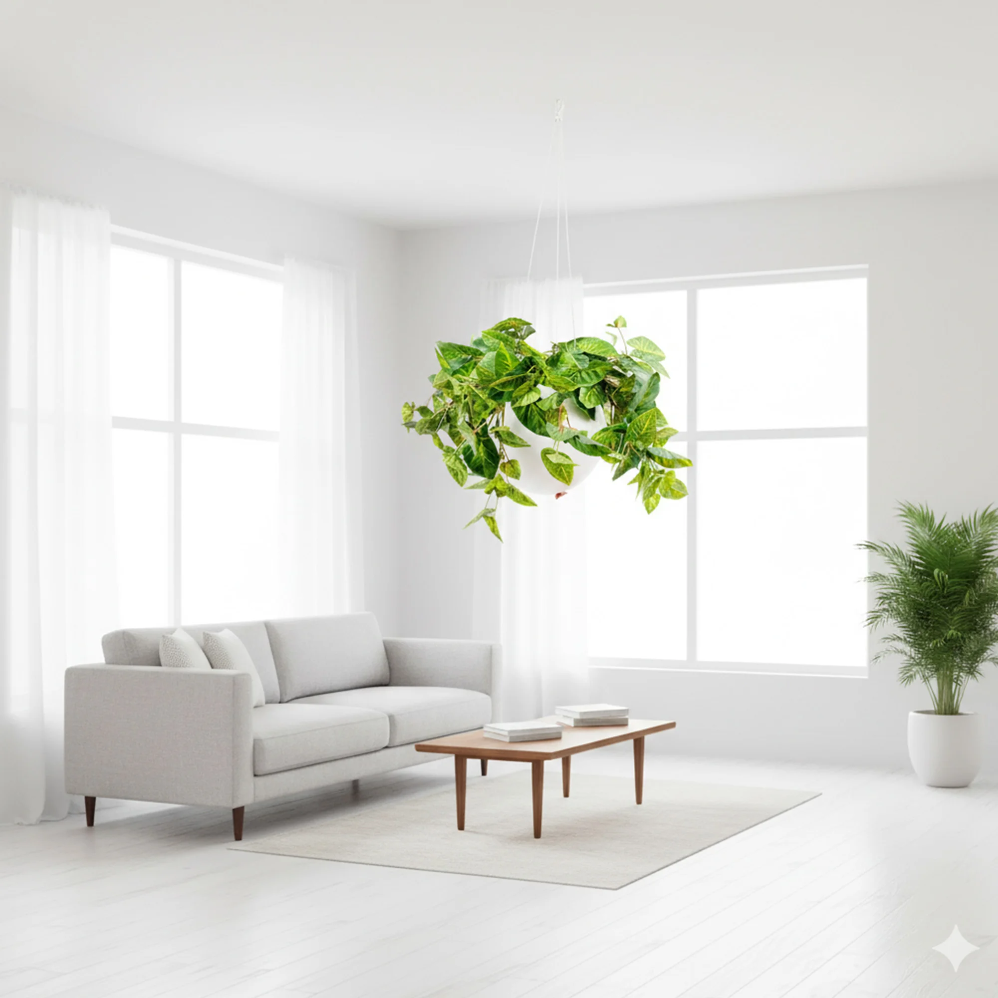 HANGING CALADIUM BUSH IN SMALL WHITE ORB