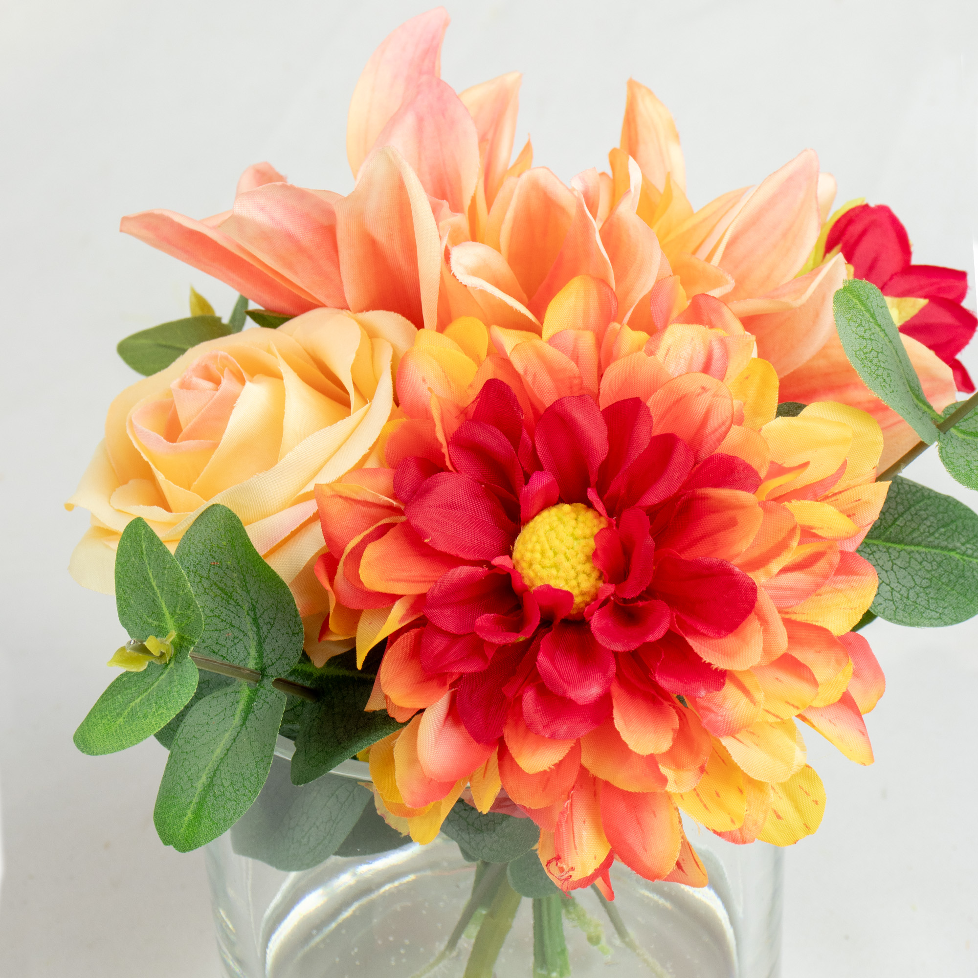 Small Dahlia Daydream Mix in Glass Cylinder Vase
