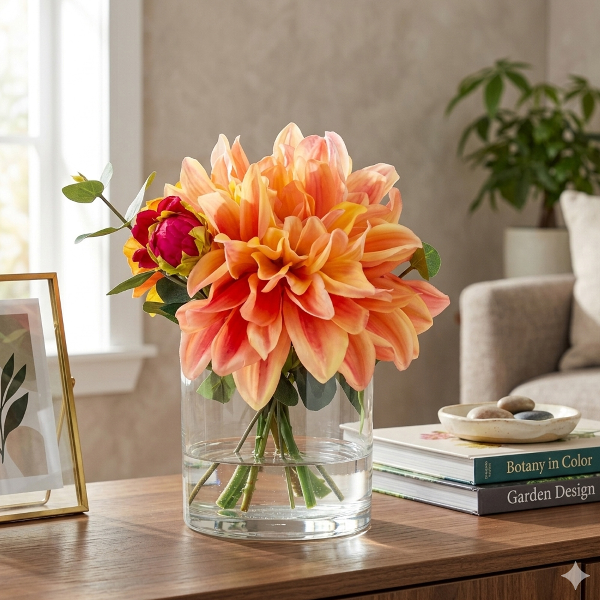 Small Dahlia Daydream Mix in Glass Cylinder Vase