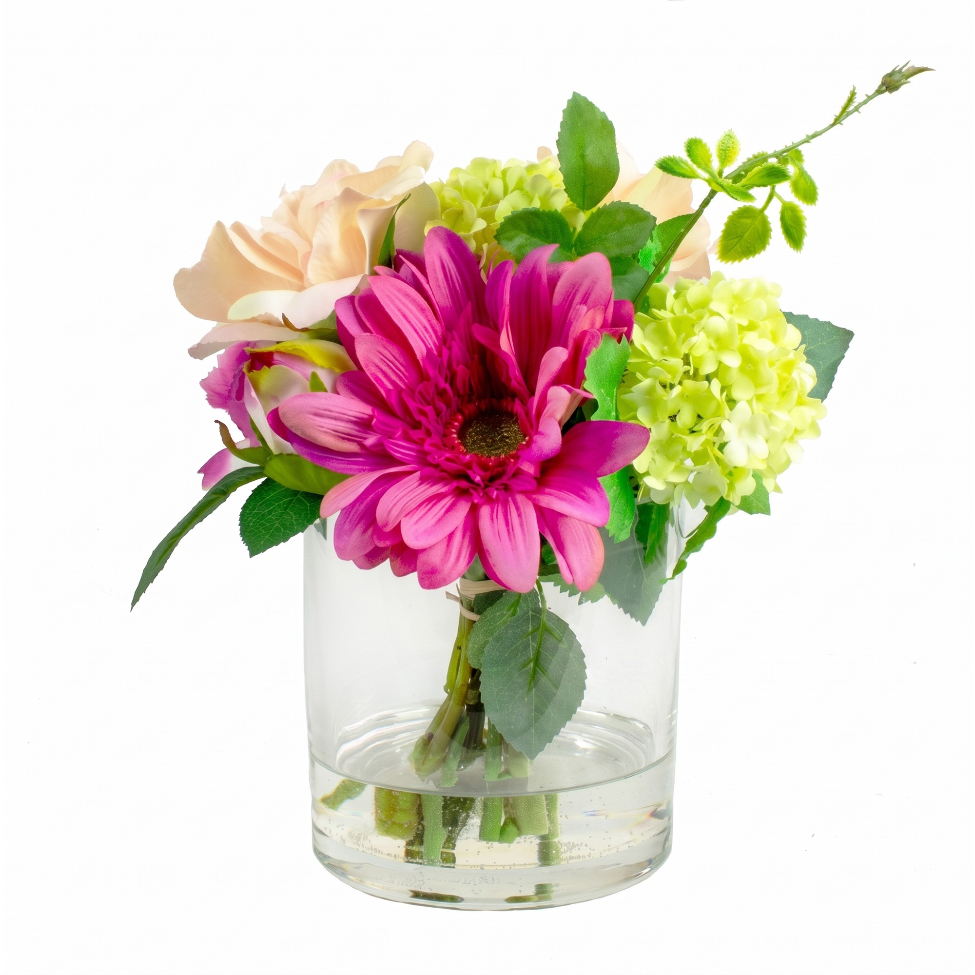 Small Sweetheart Floral Mix Artificial Arrangement in Glass Cylinder Vase