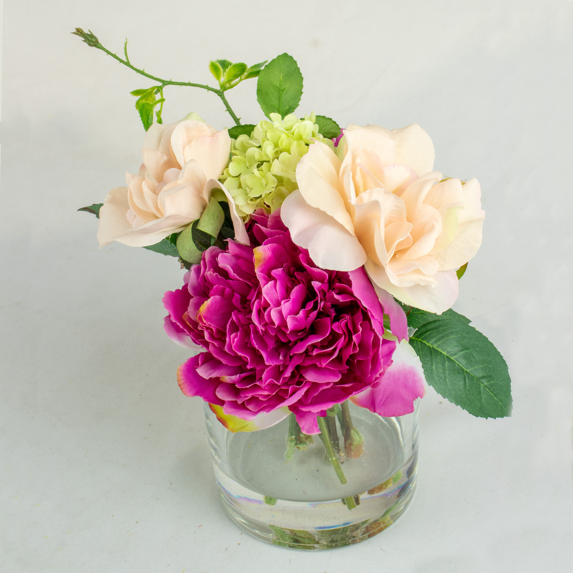 Small Sweetheart Floral Mix Artificial Arrangement in Glass Cylinder Vase