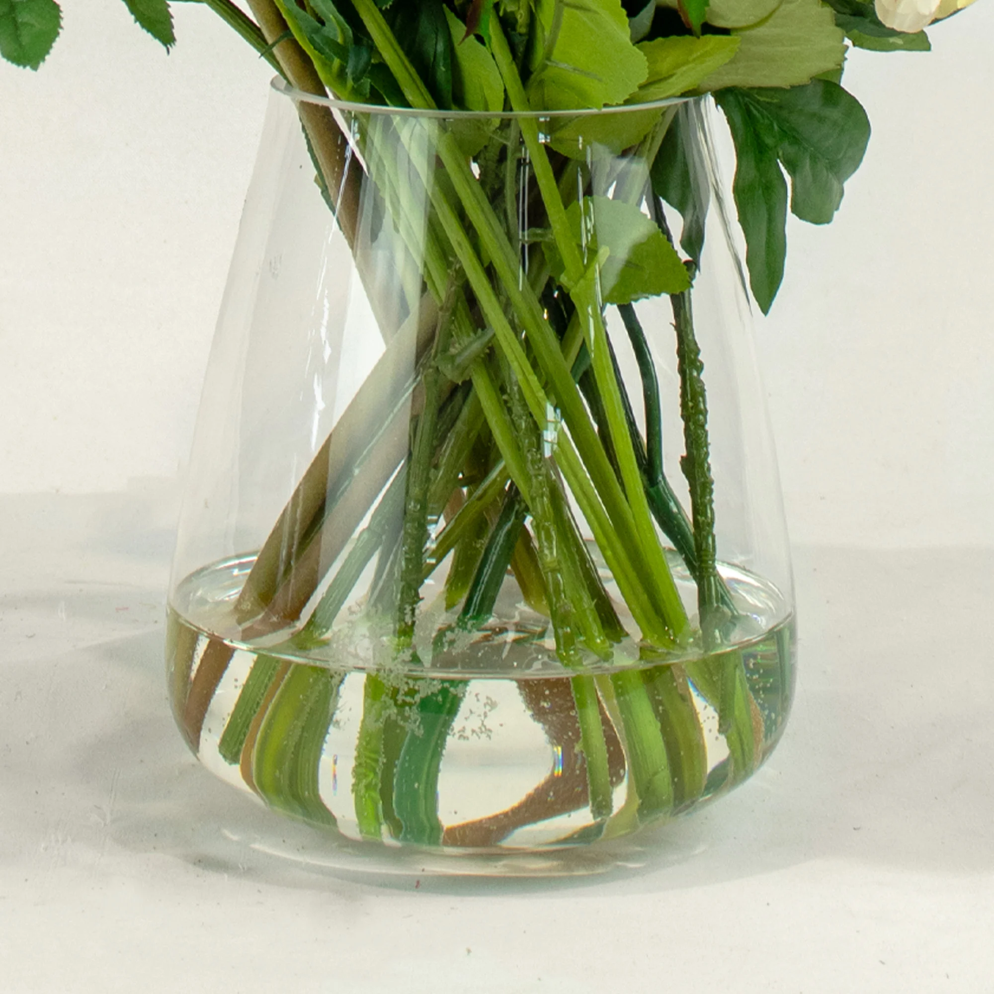 Pink and Purple Melody Silk Flower Arrangement in Glass Tulip Vase with Roses, Dahlias and Peonies 45cm Height