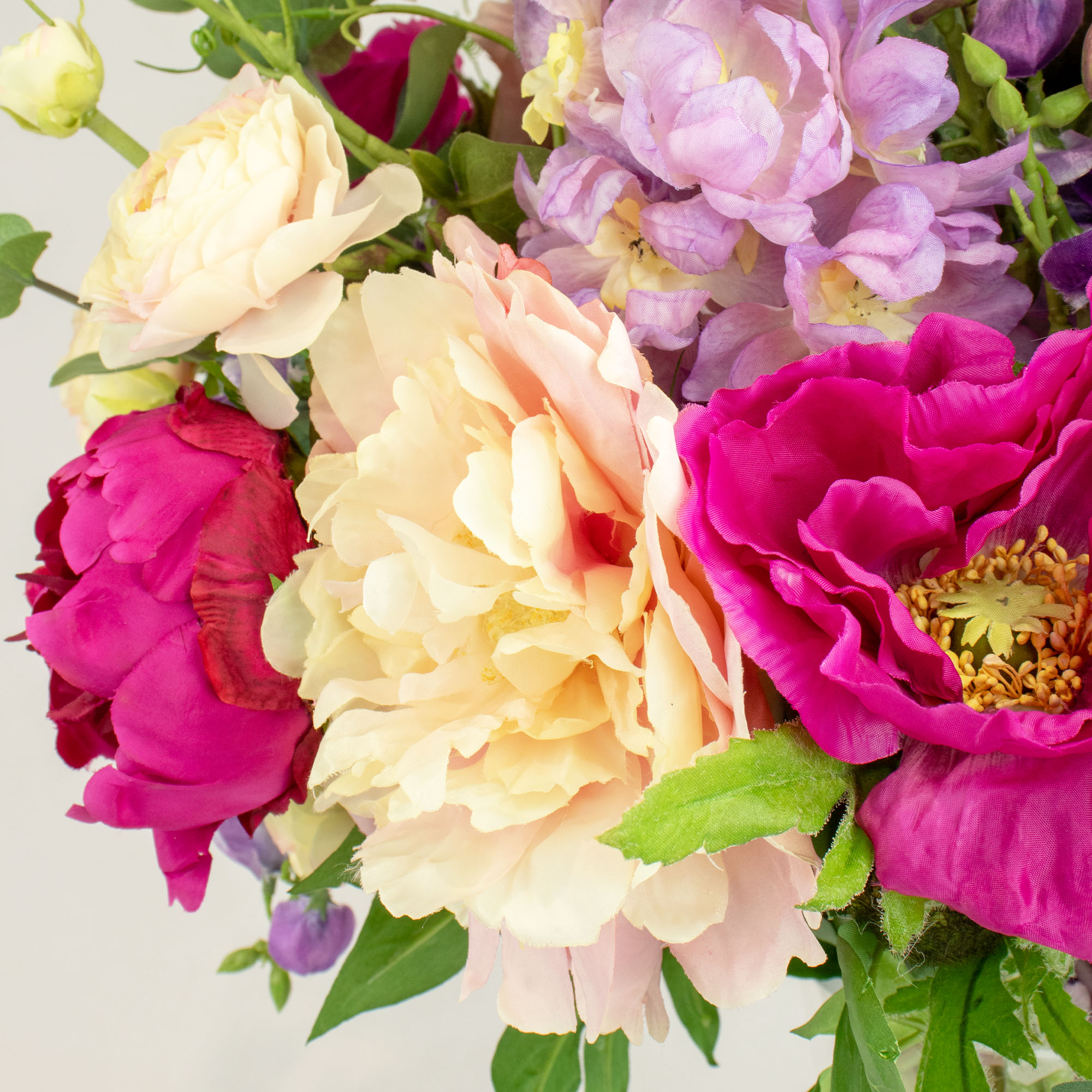 PEONY & POPPY RADIANCE IN 30CM GLASS VASE