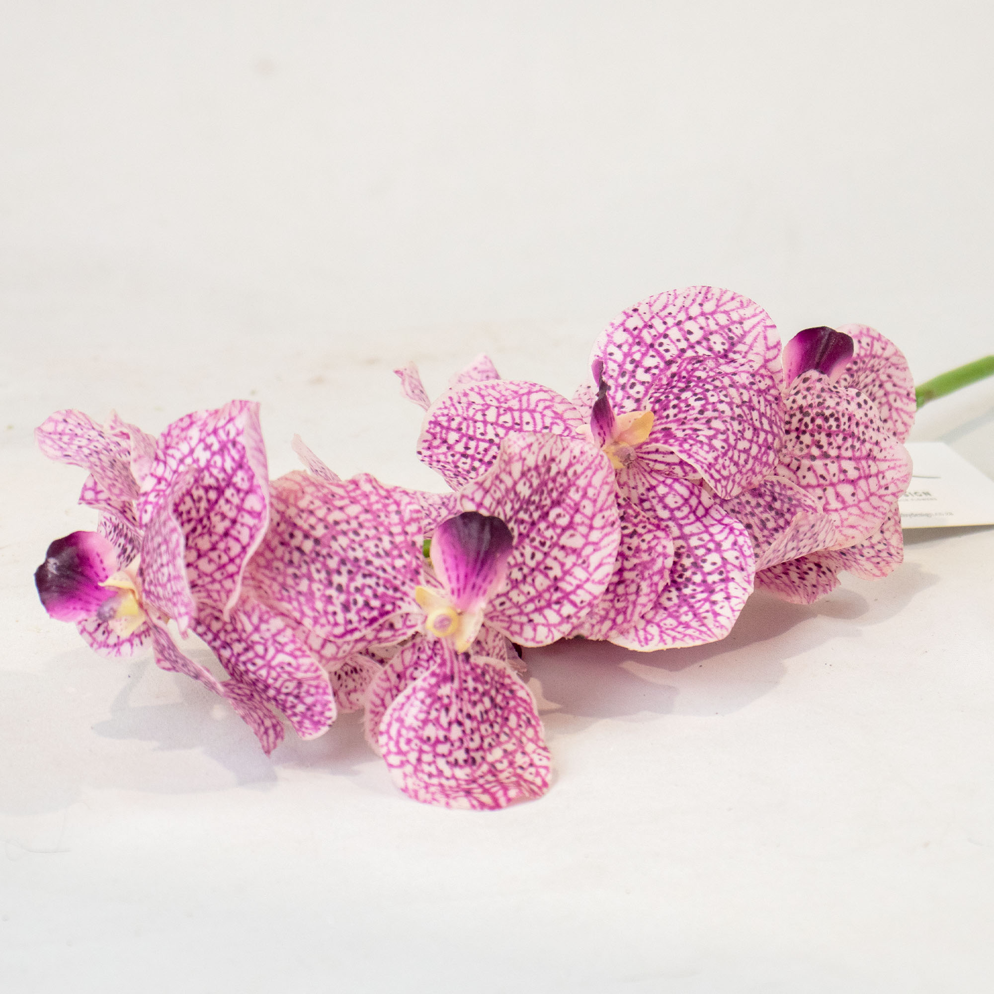 White & Purple Vanda Orchid Artificial Flower Stem