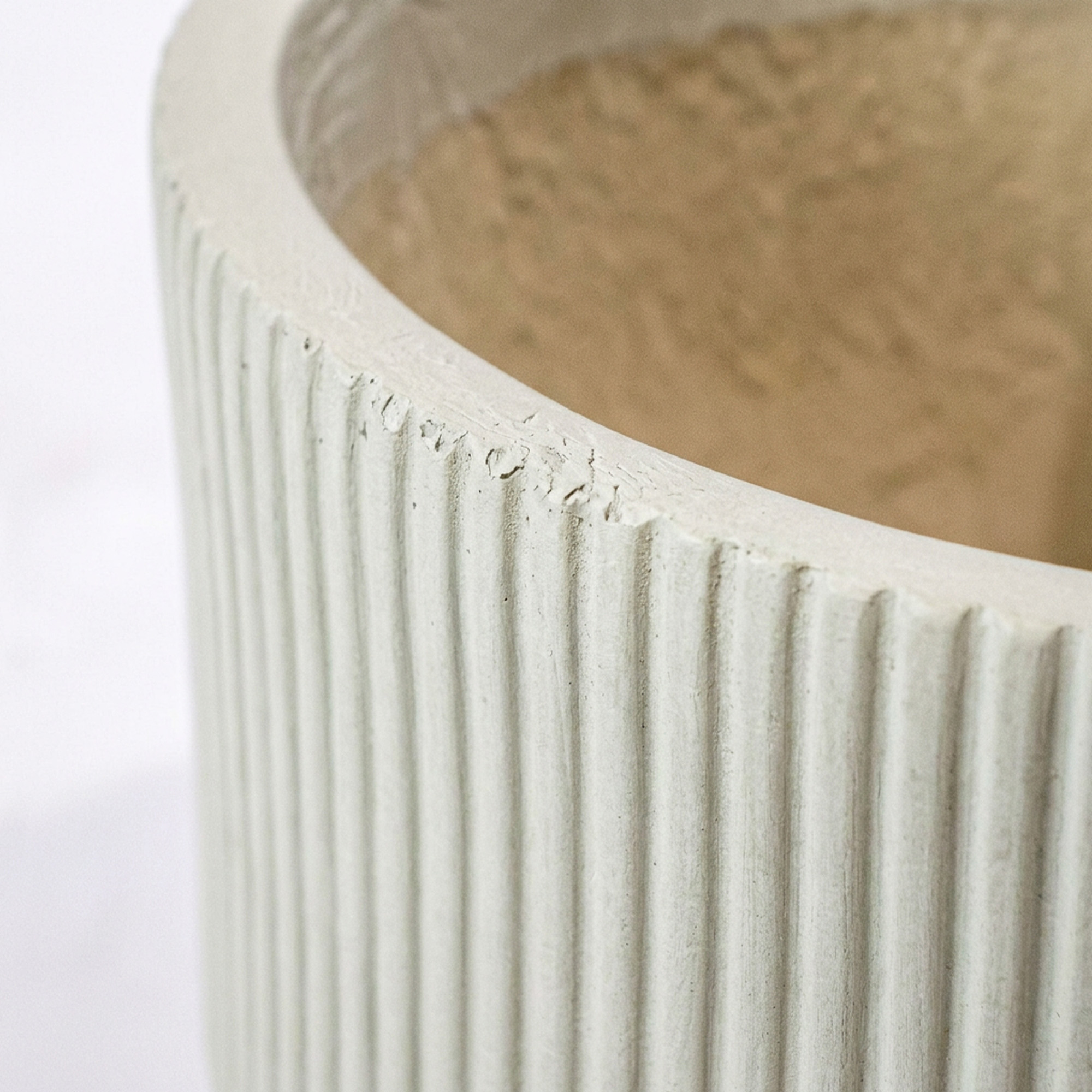 Medium Grey Grooved Fibre Cement Footed Planter