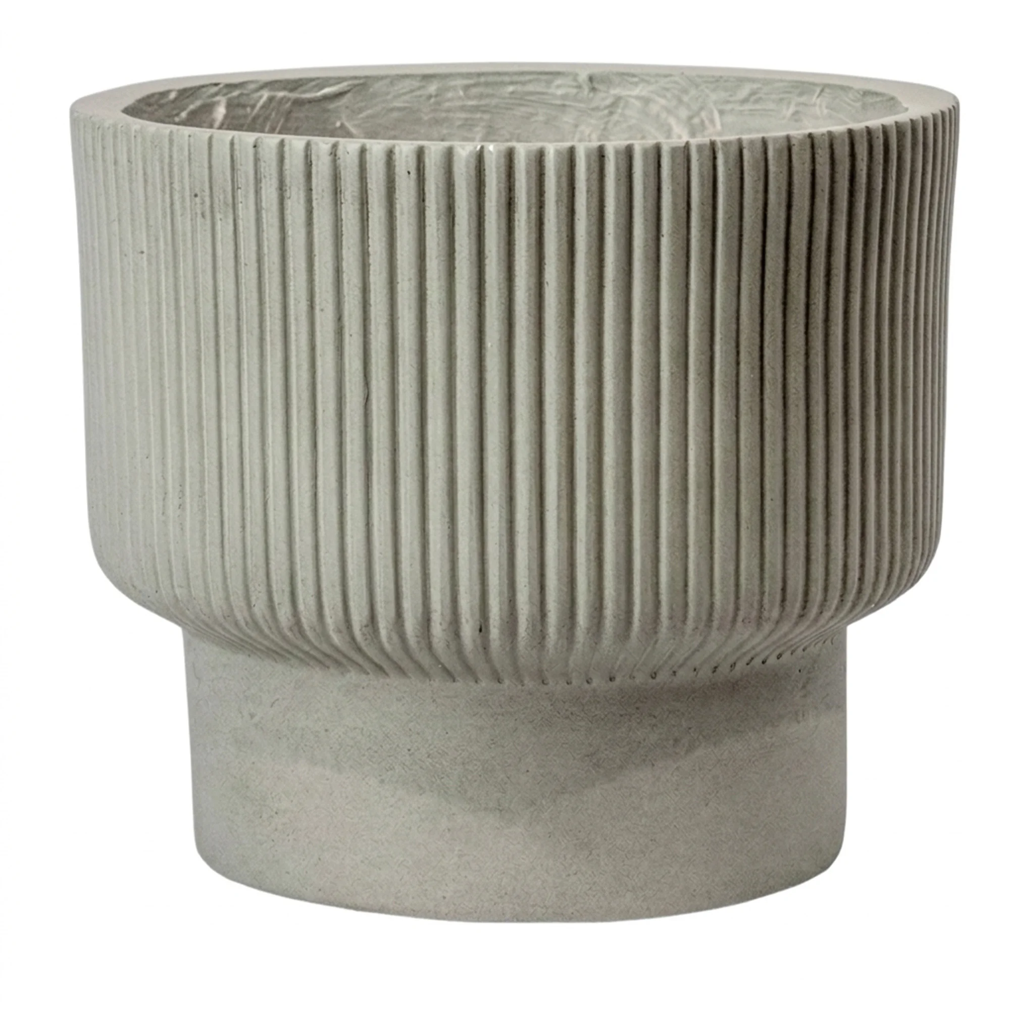 Medium Grey Grooved Fibre Cement Footed Planter