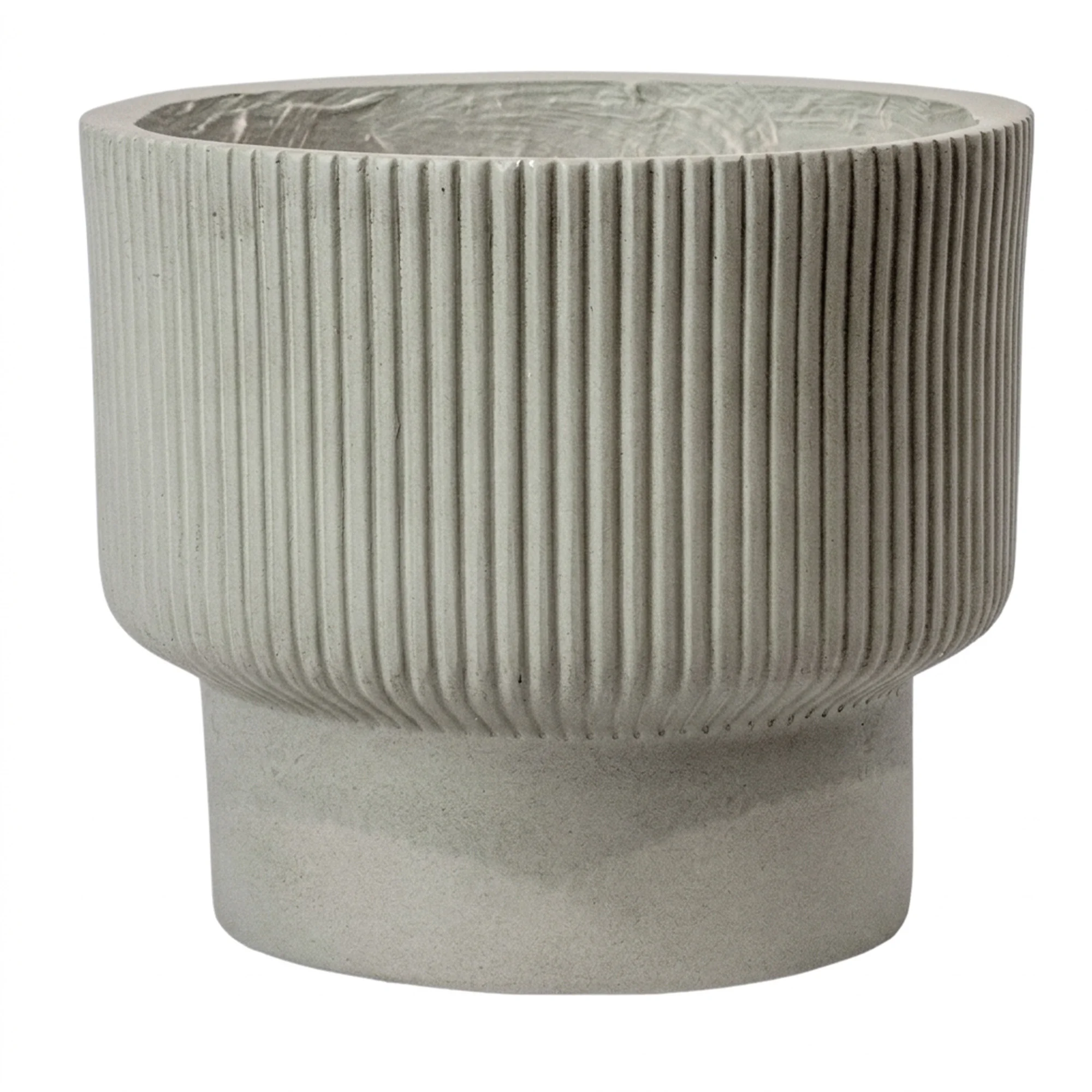 Small Grey Grooved Fibre Cement Footed Planter