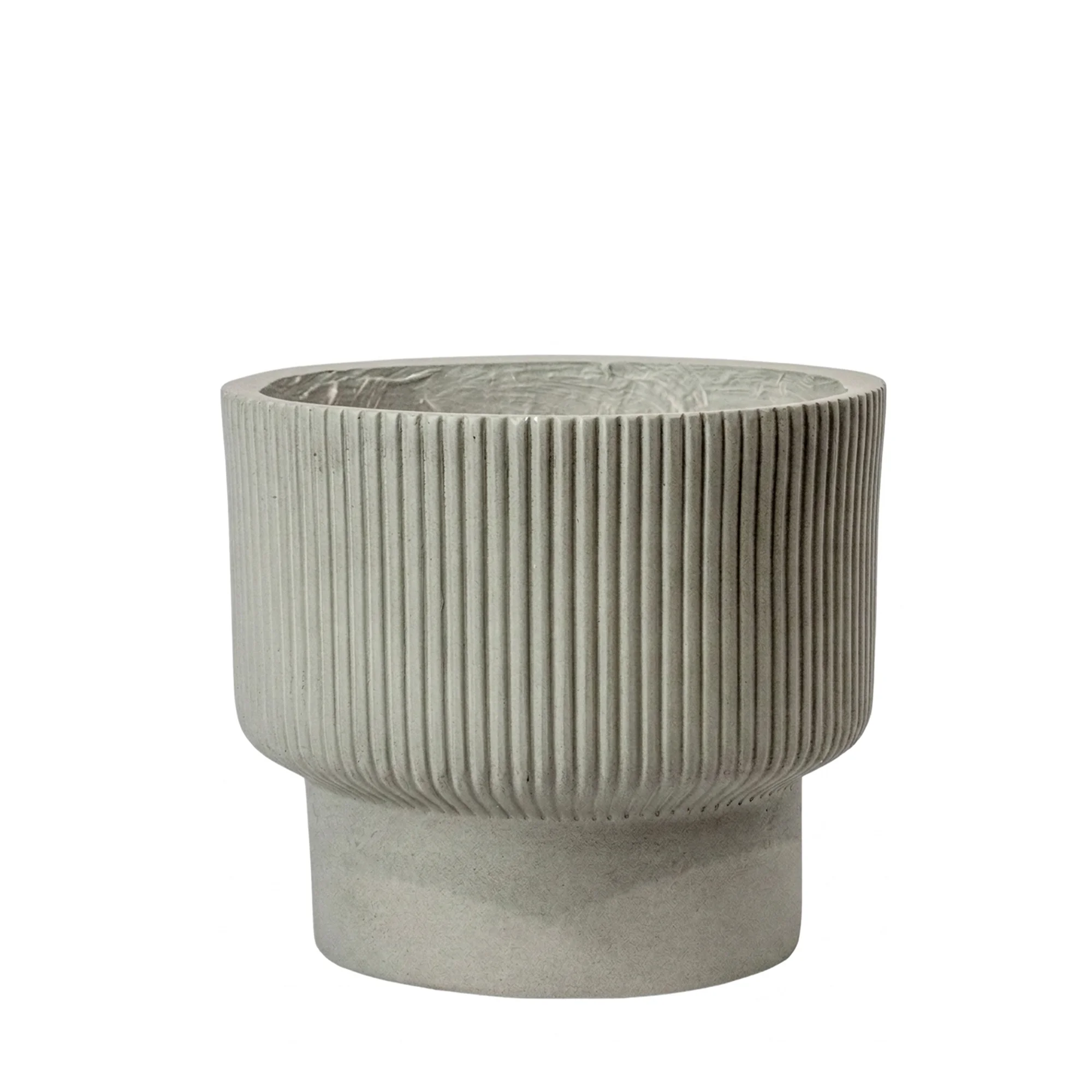 Small Grey Grooved Fibre Cement Footed Planter