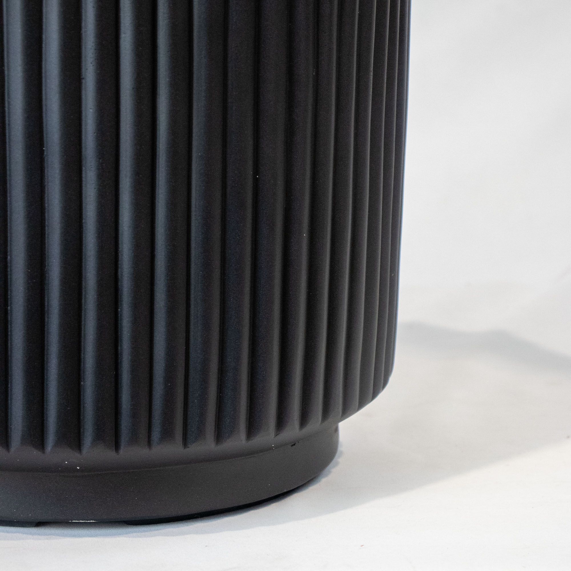 Large Black Ribbed Fibre Cement Footed Planter