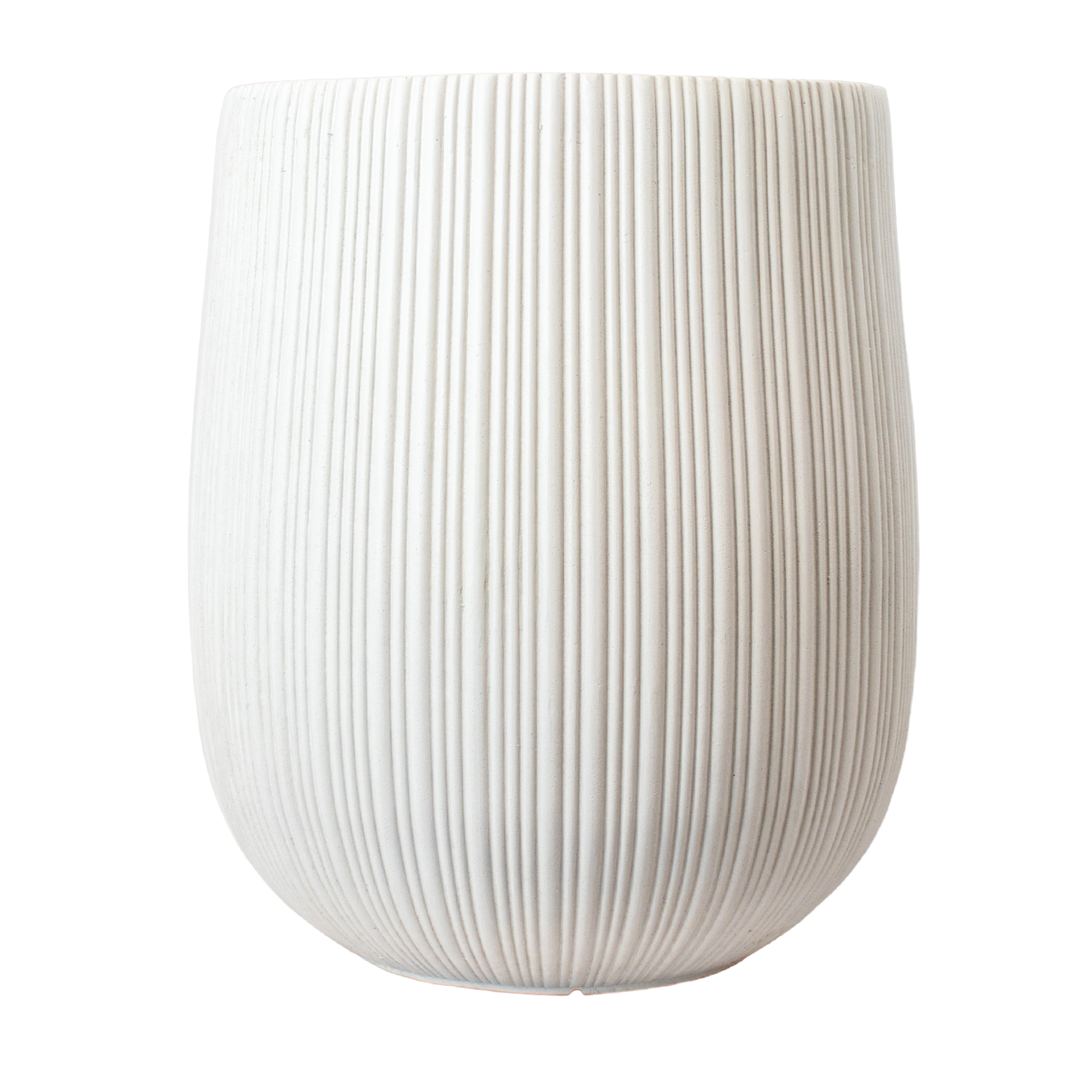 Large White Fluted Fibre Cement Cigar Planter 44X44X50