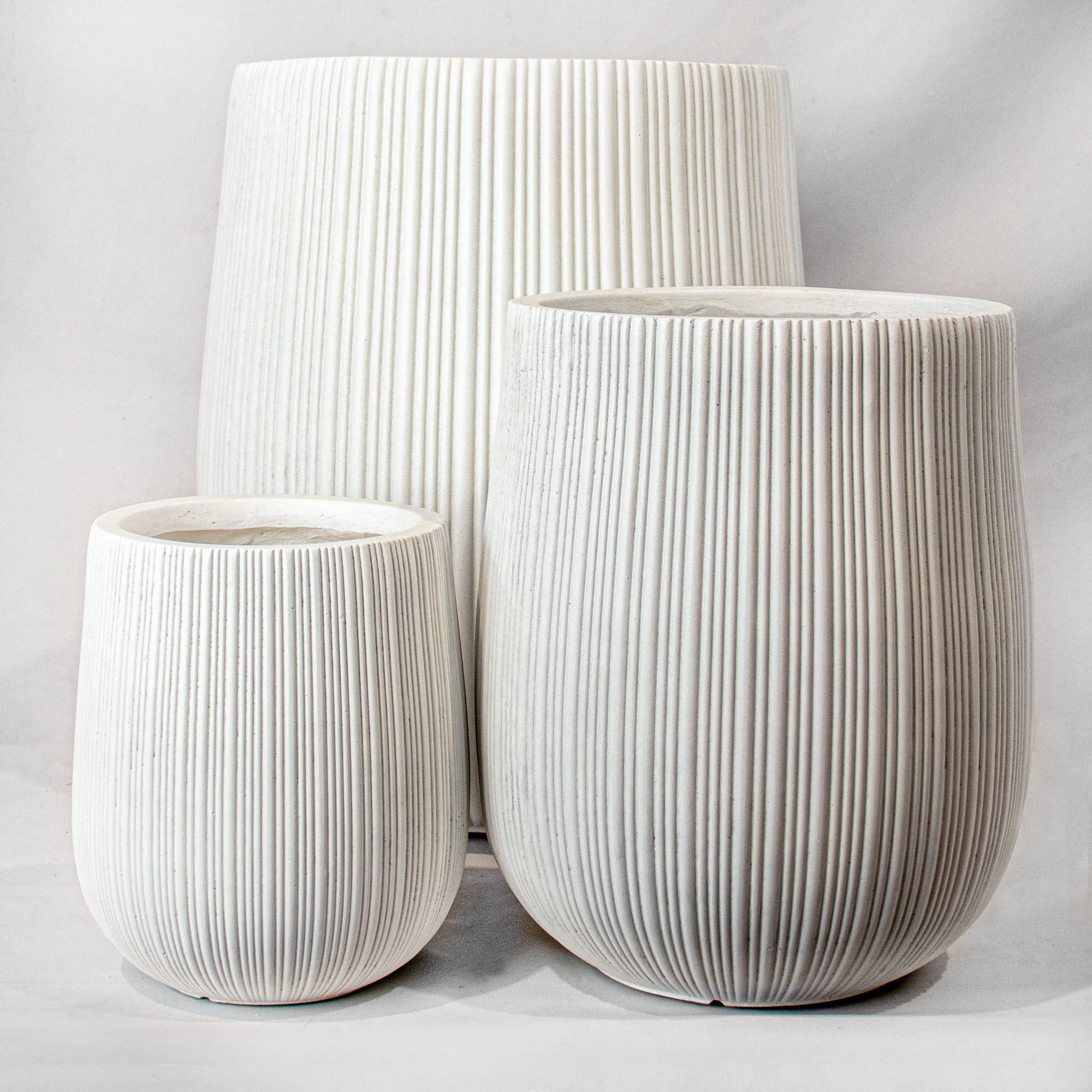 White Fluted Fibre Cement Cigar Planter