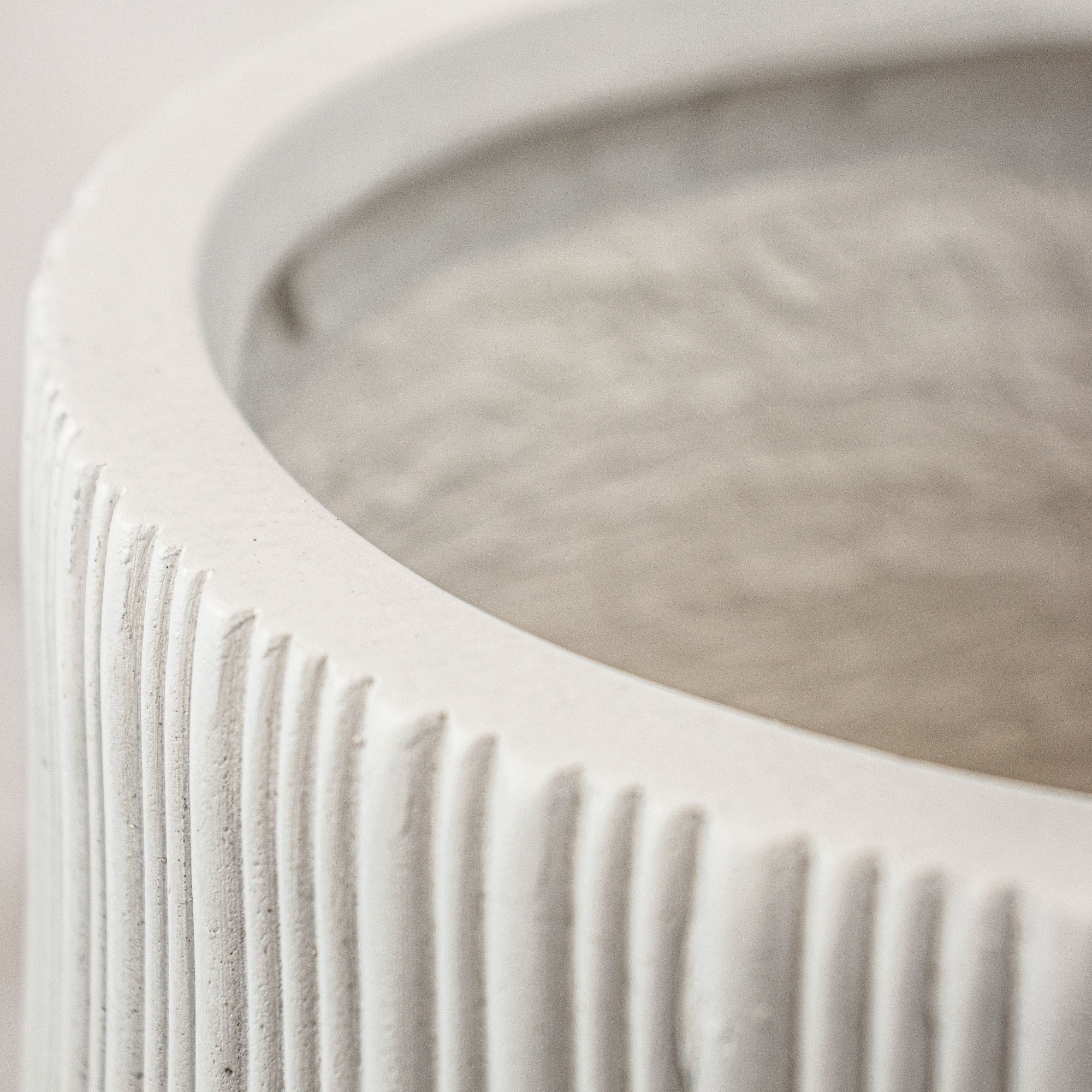 Matte White Fluted Fibre Cement Cigar Planter | Silk By Design