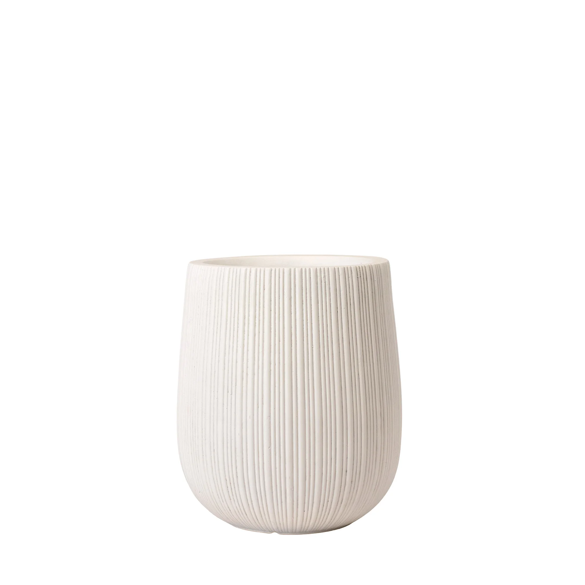 Small Matte White Fluted Fibre Cement Cigar Planter | Silk By Design