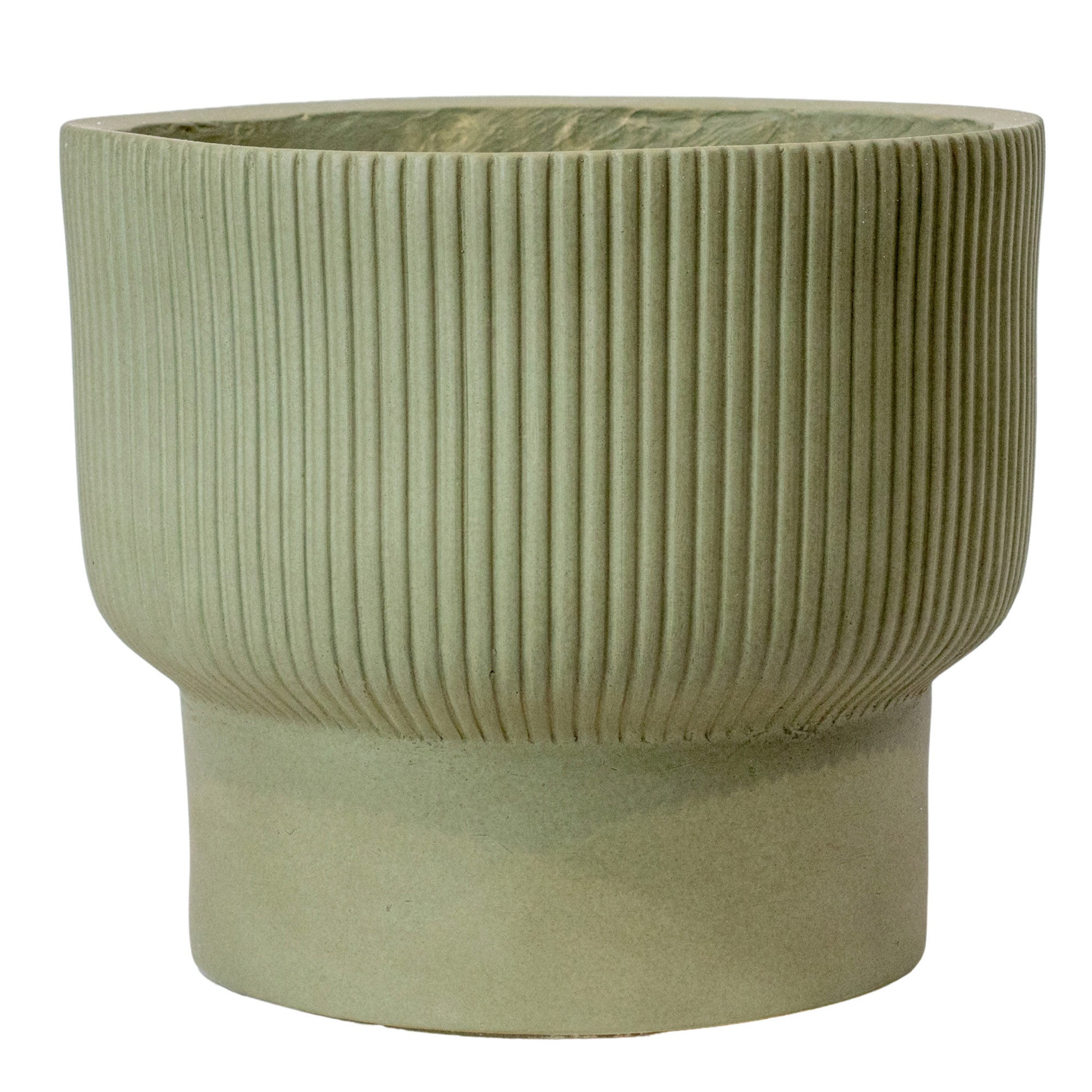 Large Green Grooved Fibre Cement Footed Planter