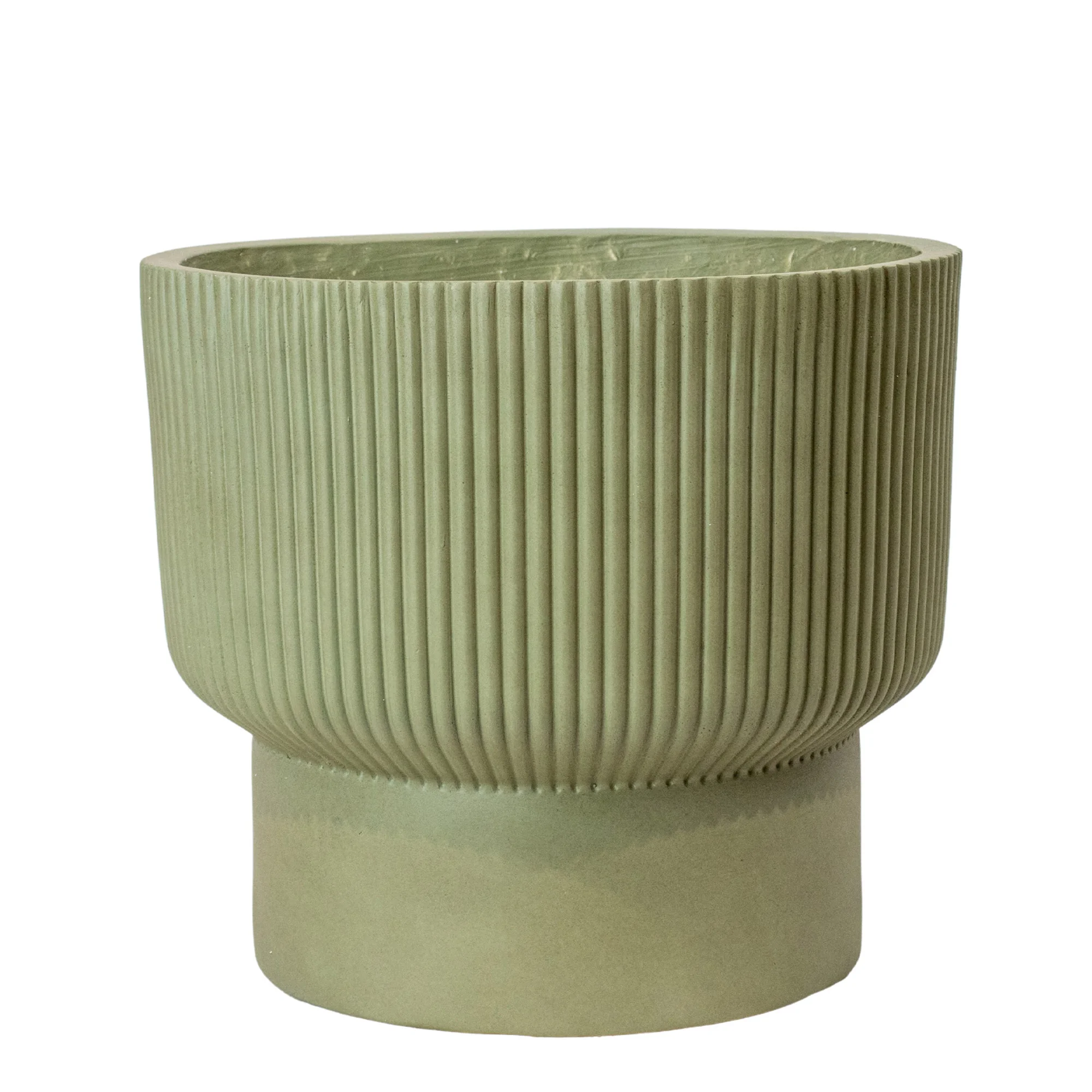 Medium Green Grooved Fibre Cement Footed Planter