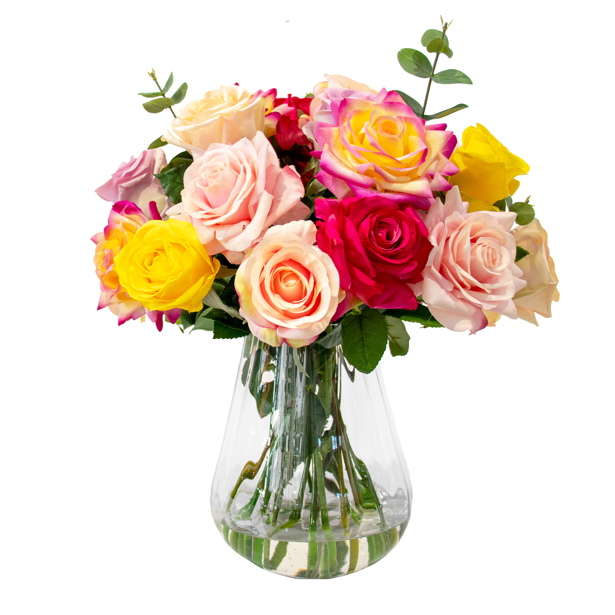 Medium Rose Mix Floral Arrangement in Tulip Vase
