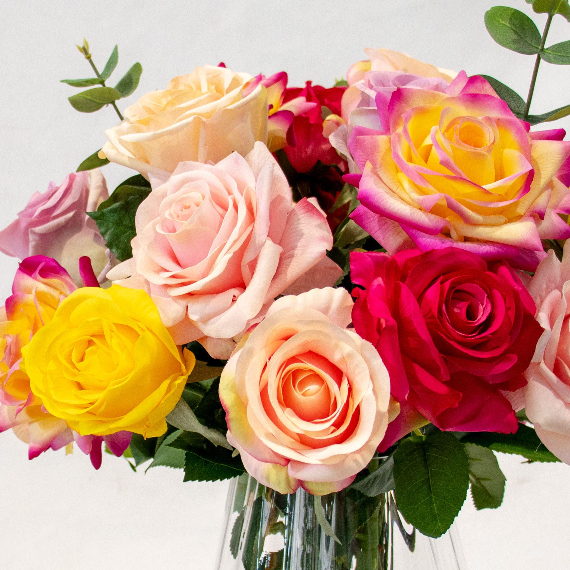 Medium Rose Mix Floral Arrangement in Tulip Vase
