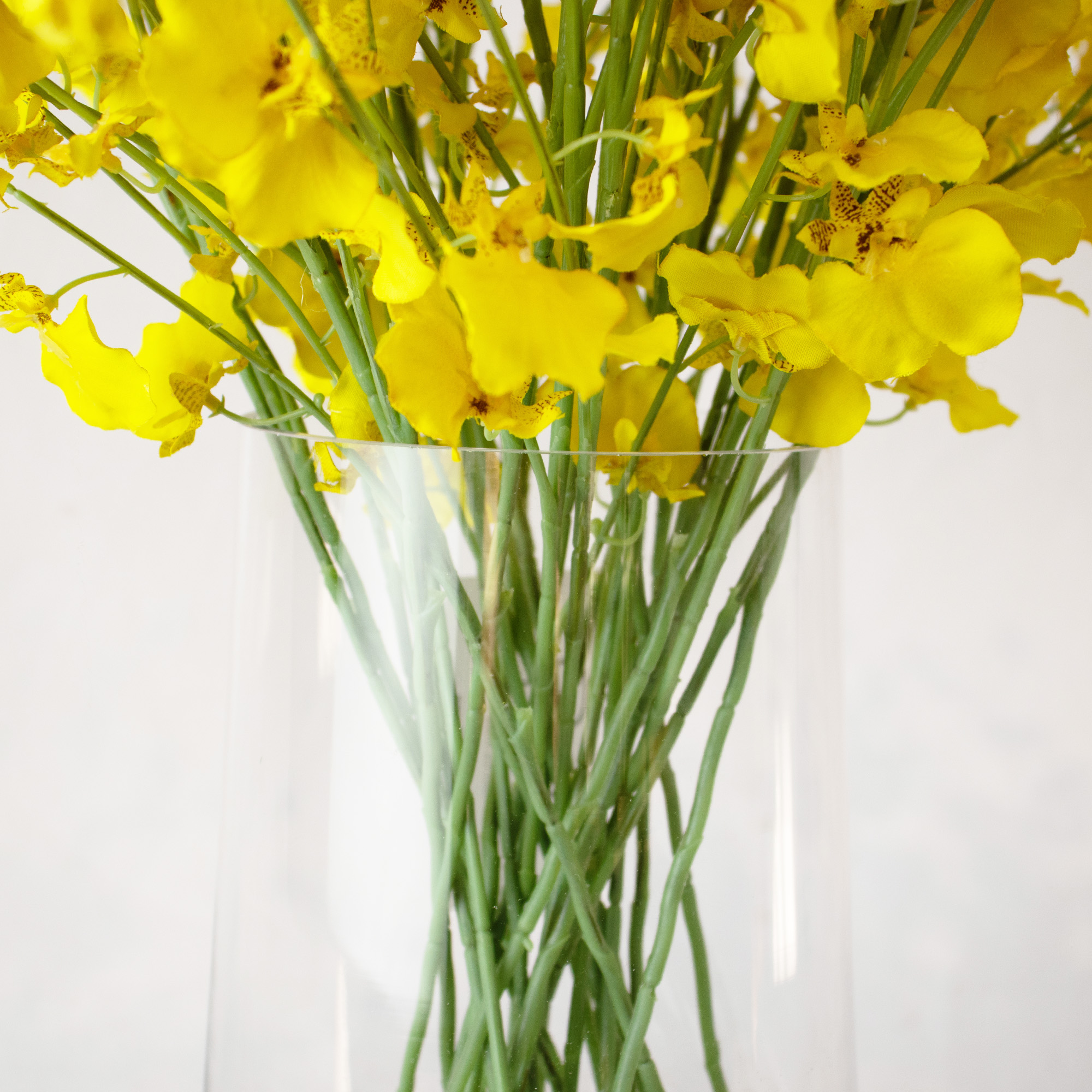 Dancing Orchids Yellow In 30cm Glass Vase
