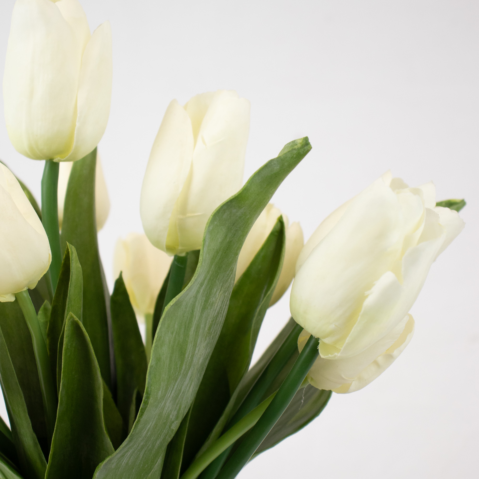 WHITE REAL TOUCH TULIPS IN FOOTED VASE