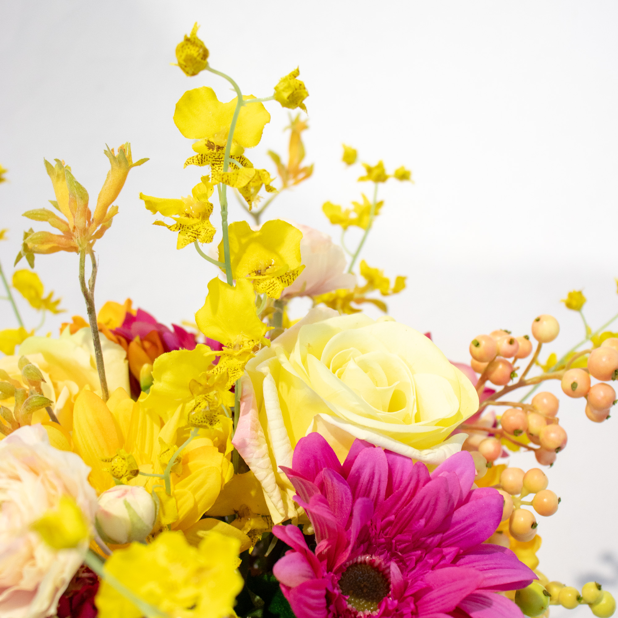 Medium Lemon and Pink Mix Arrangement in Tapered Vase