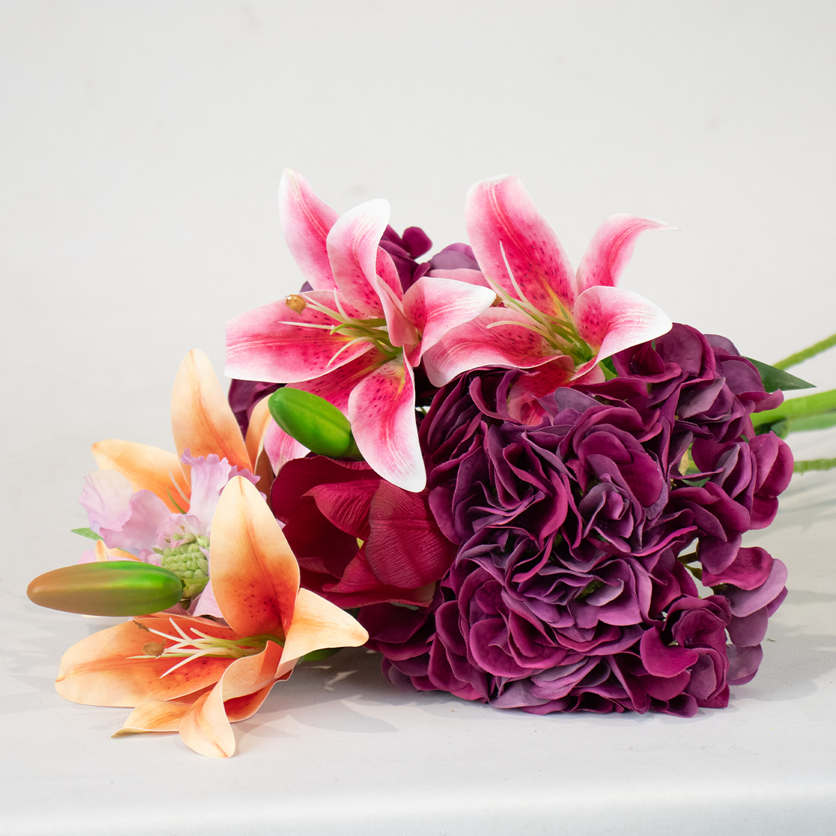 Mauve, Orange & Pink Hand-Tied Tropical Floral Bunch | Silk By Design