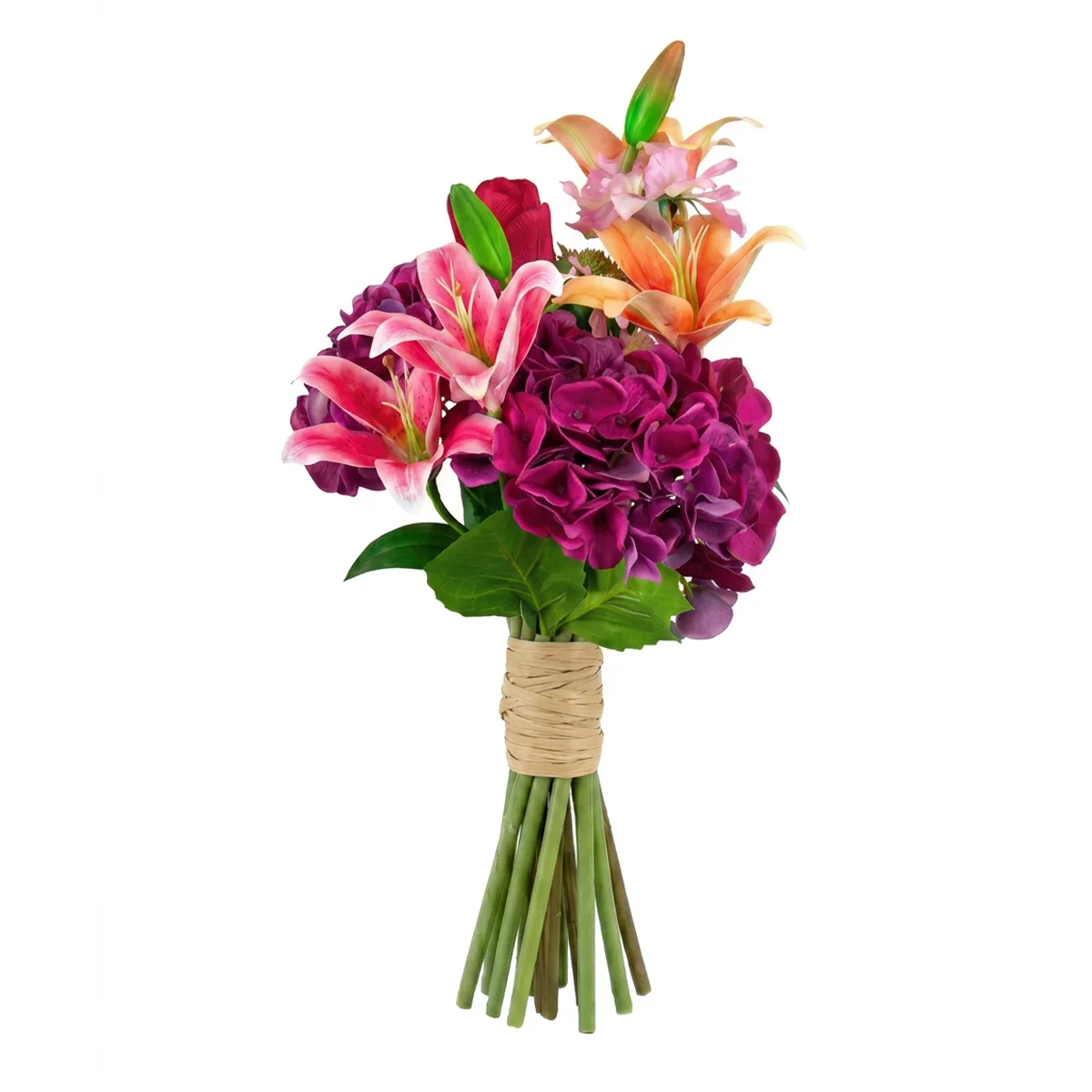Mauve, Orange & Pink Hand-Tied Tropical Floral Bunch | Silk By Design