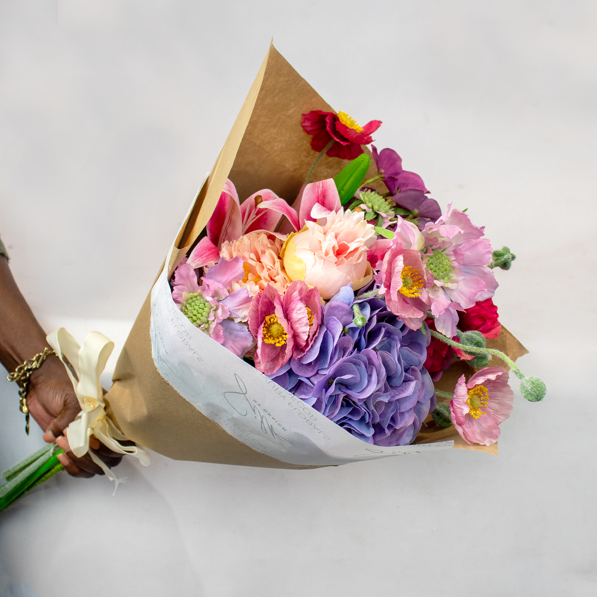 Pink, Mauve & Purple Hand-Tied Floral Bunch