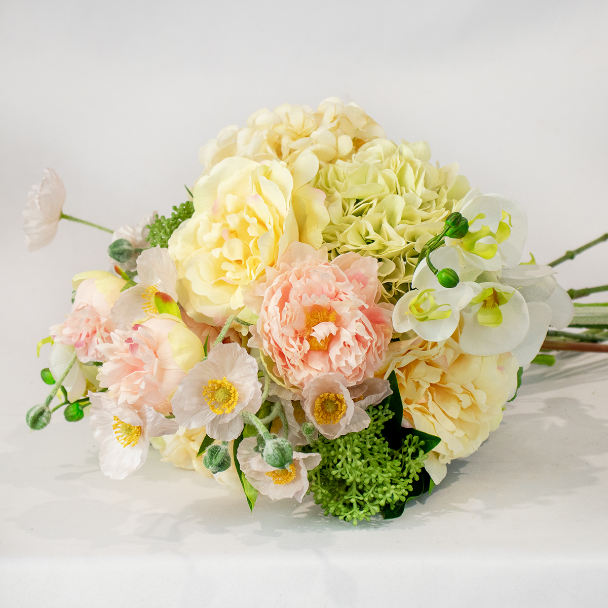 Large Light Blush & Pastel Hand-Tied Floral Bunch
