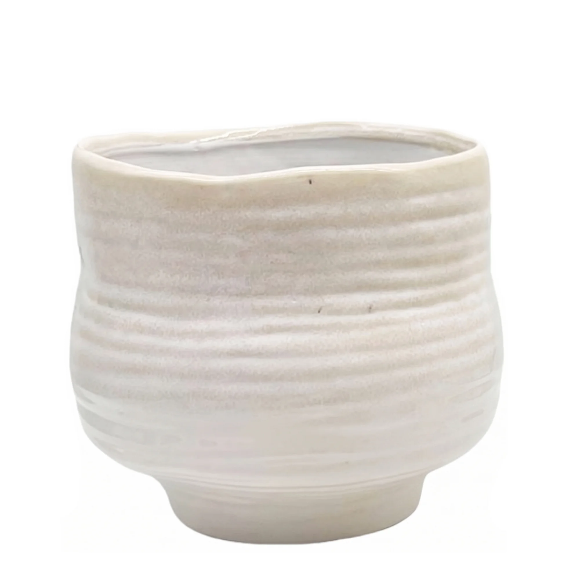 Medium Glossy White Coiled Ceramic Pot 13cm(w)x12cm(h)