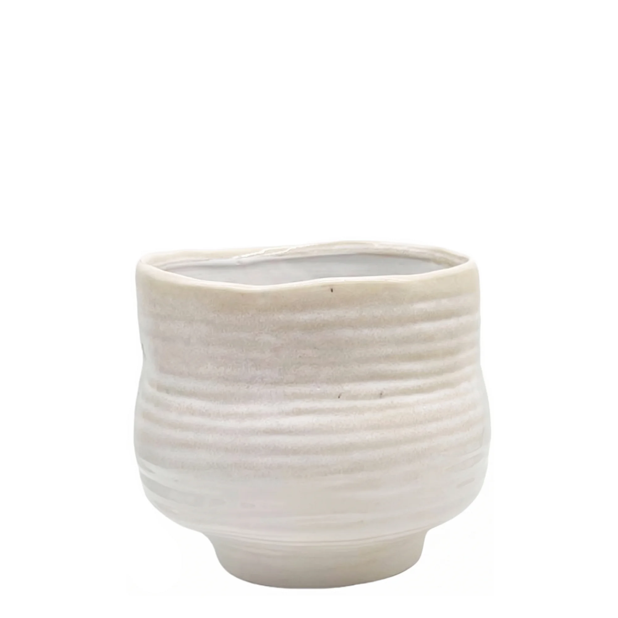 Small Glossy White Coiled Ceramic Pot 11cm(w)x11,5cm(h)