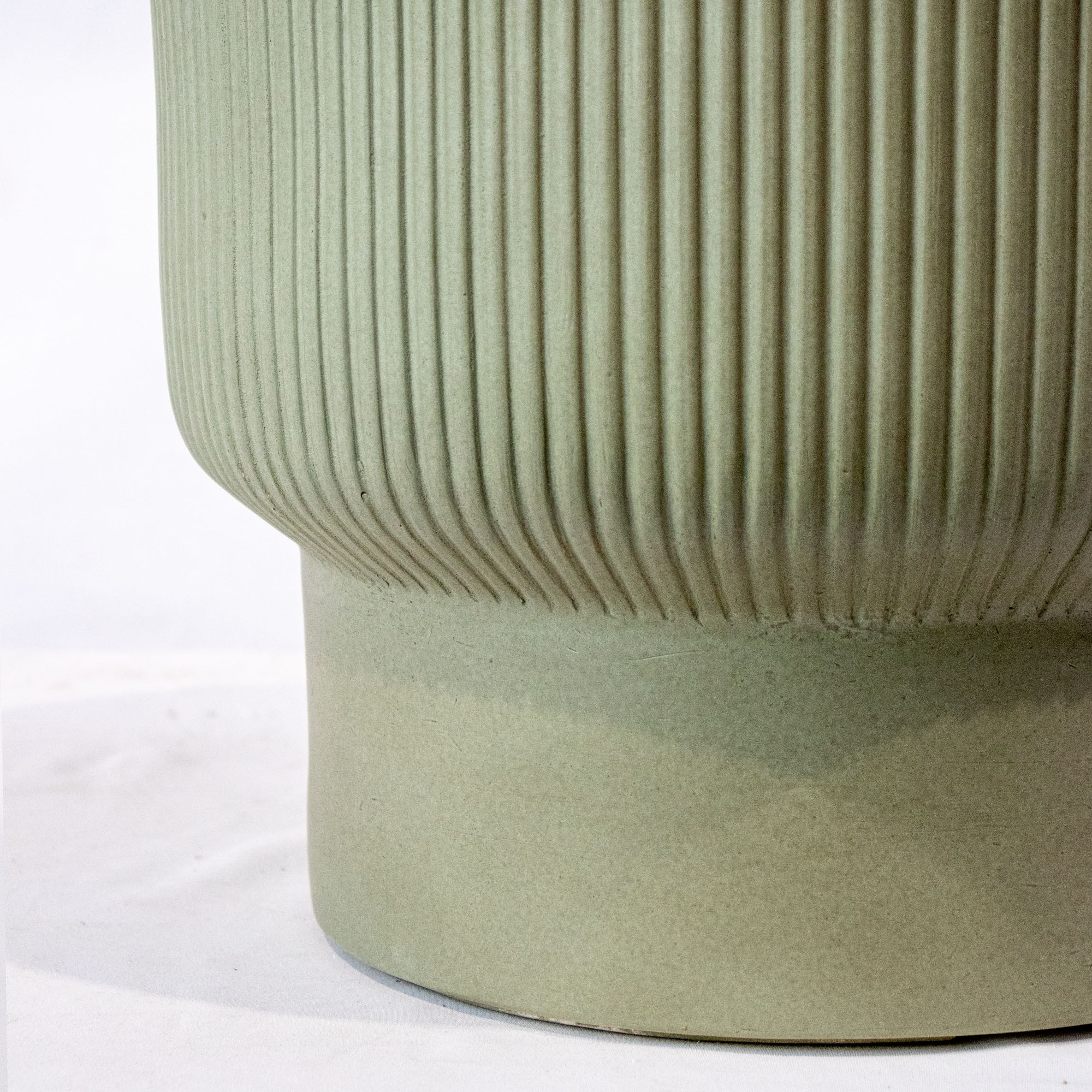Set of 3 Green Grooved Fibre Cement Footed Planters