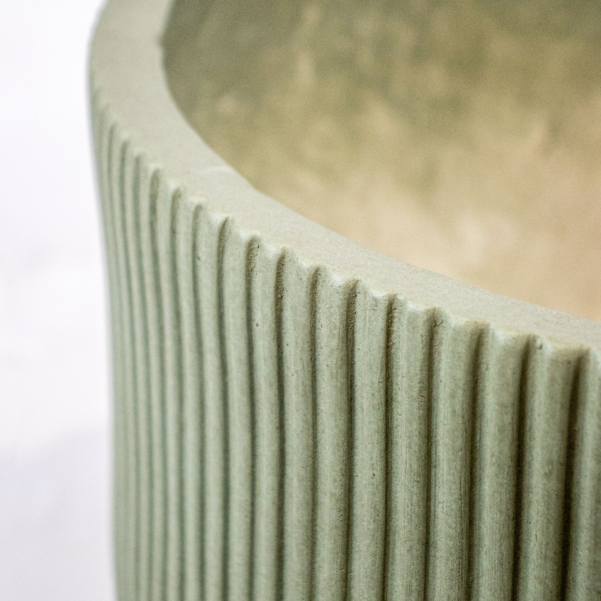 Set of 3 Green Grooved Fibre Cement Footed Planters