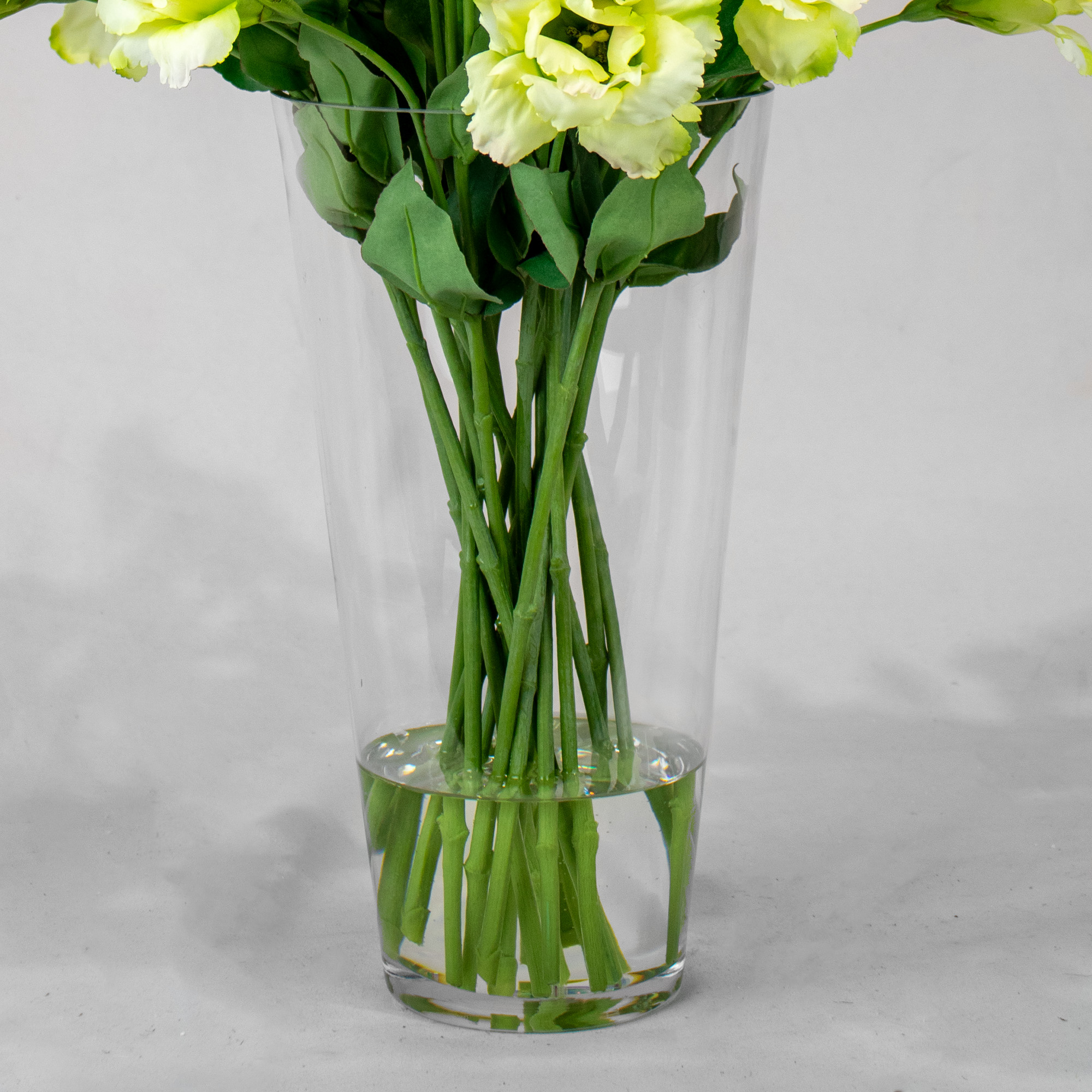 Large Lime Lisianthus in Conical Glass Vase - Image 2
