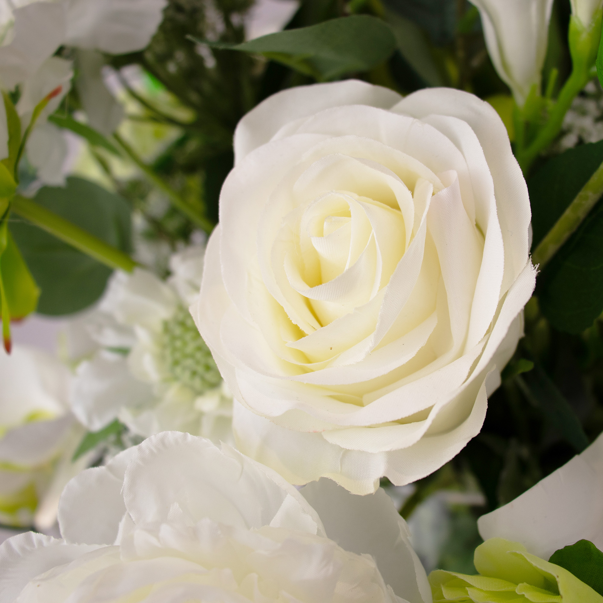 White And Lime Mixed Blooms In 40cm Cylinder Vase