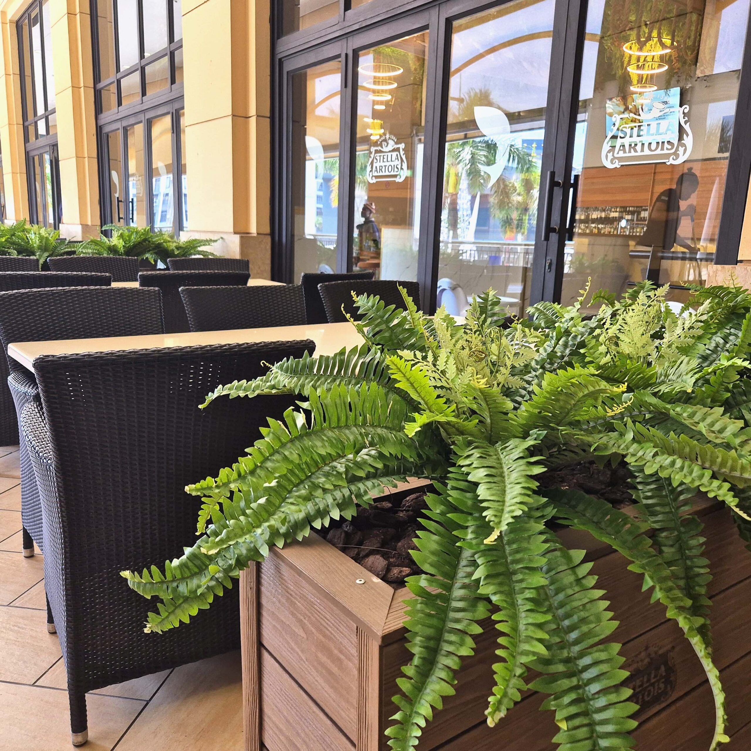 Food Court Faux Greenery table separation boxes