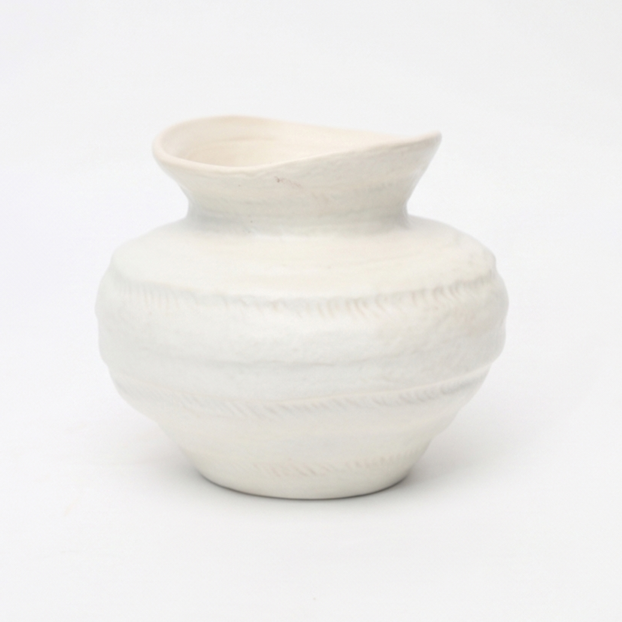 Medium Organic Gourd Off-White Ceramic Vase 18.7x18.5x16cm