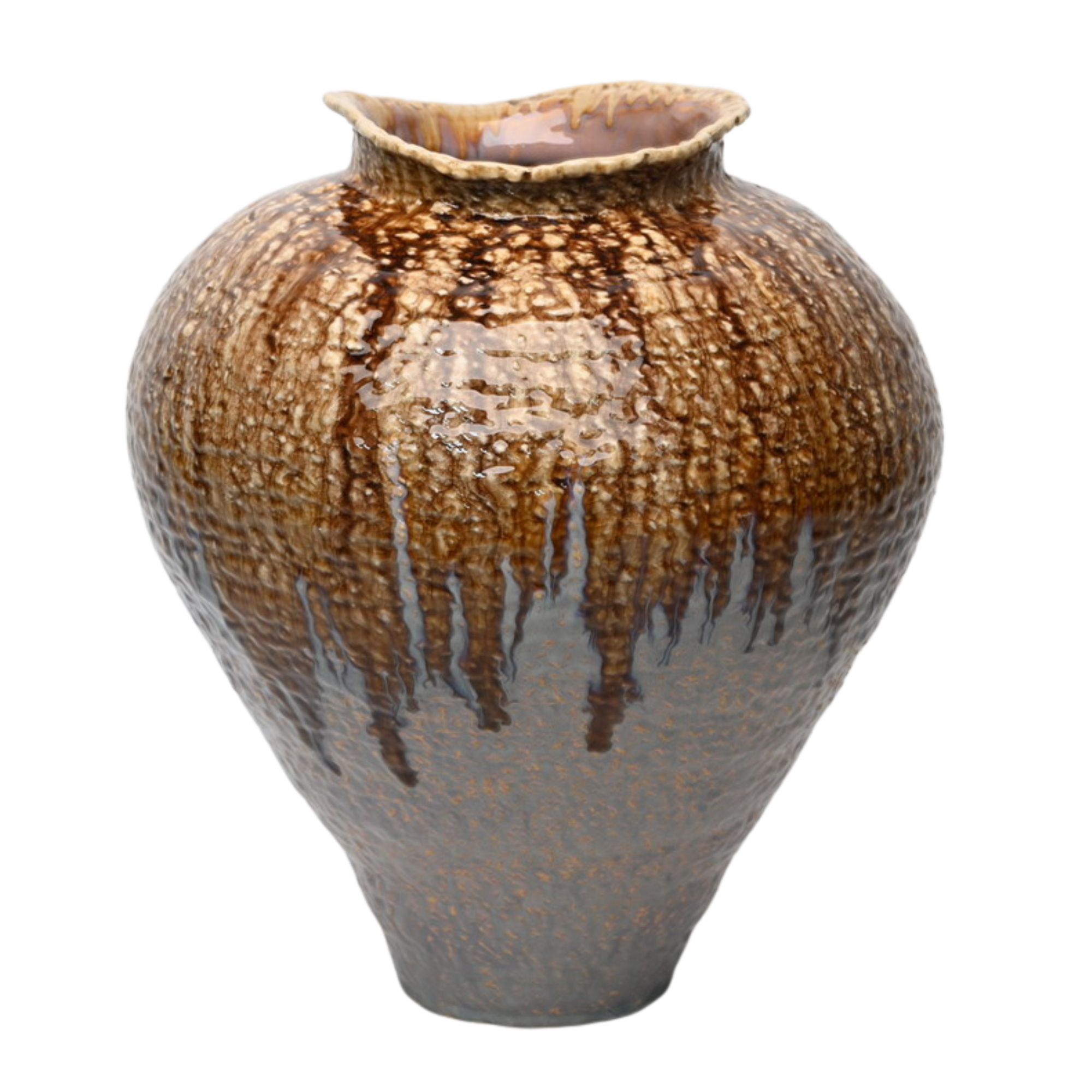 XXL Drip Glaze Cream Brown Ceramic Jar 45x45x52.5cm