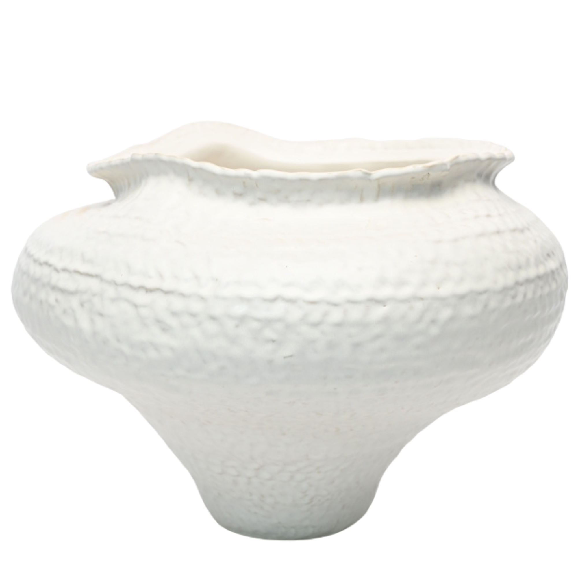 XL Dimpled White Ceramic Pedestal Vase 47X36.2cm