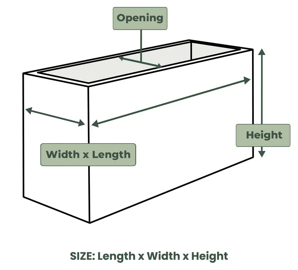Measure your space, planter or joinery