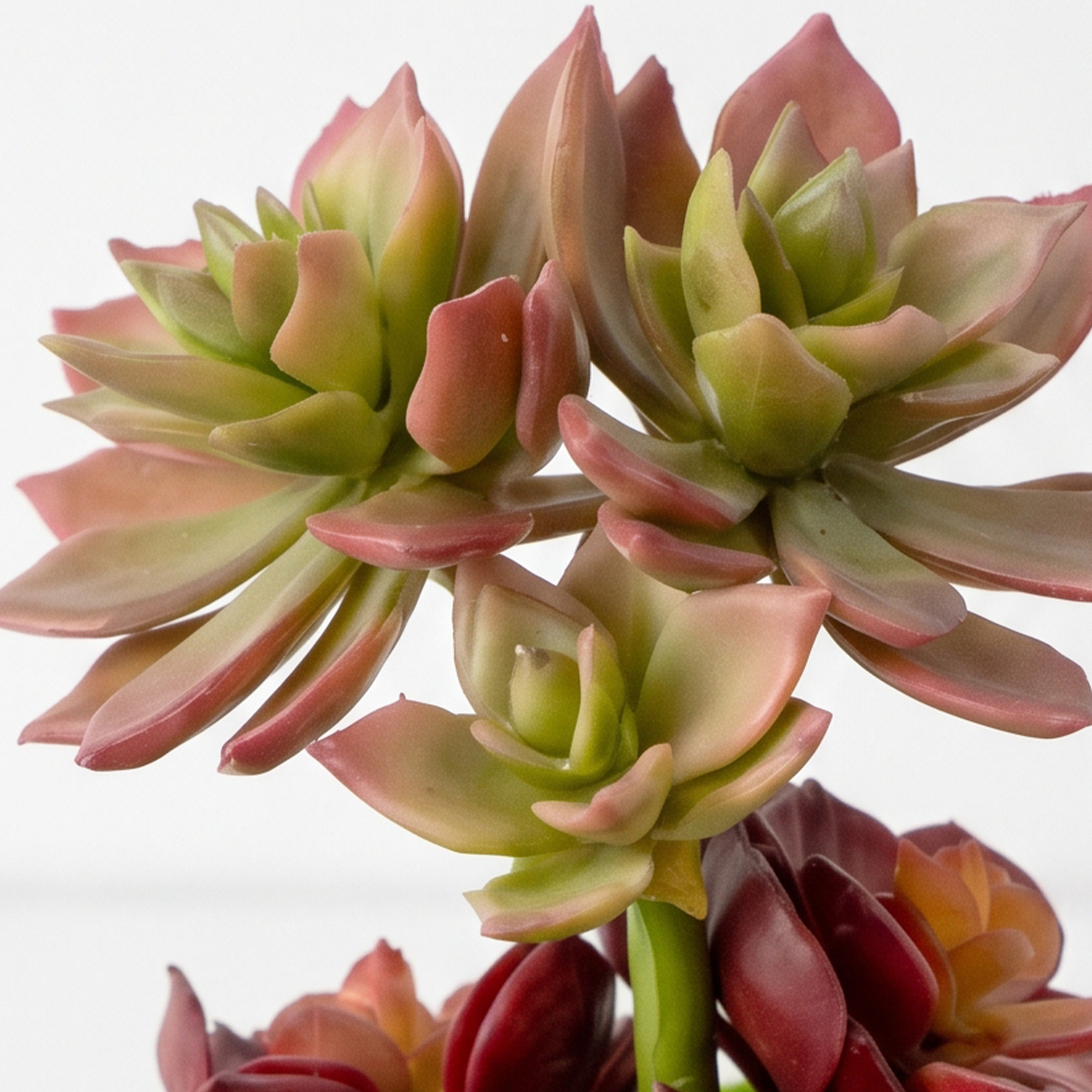 Small Burgundy Rosette & Graptopetalum Succulent Arrangement in Clear Glass Cylinder Vase – Terrarium Style