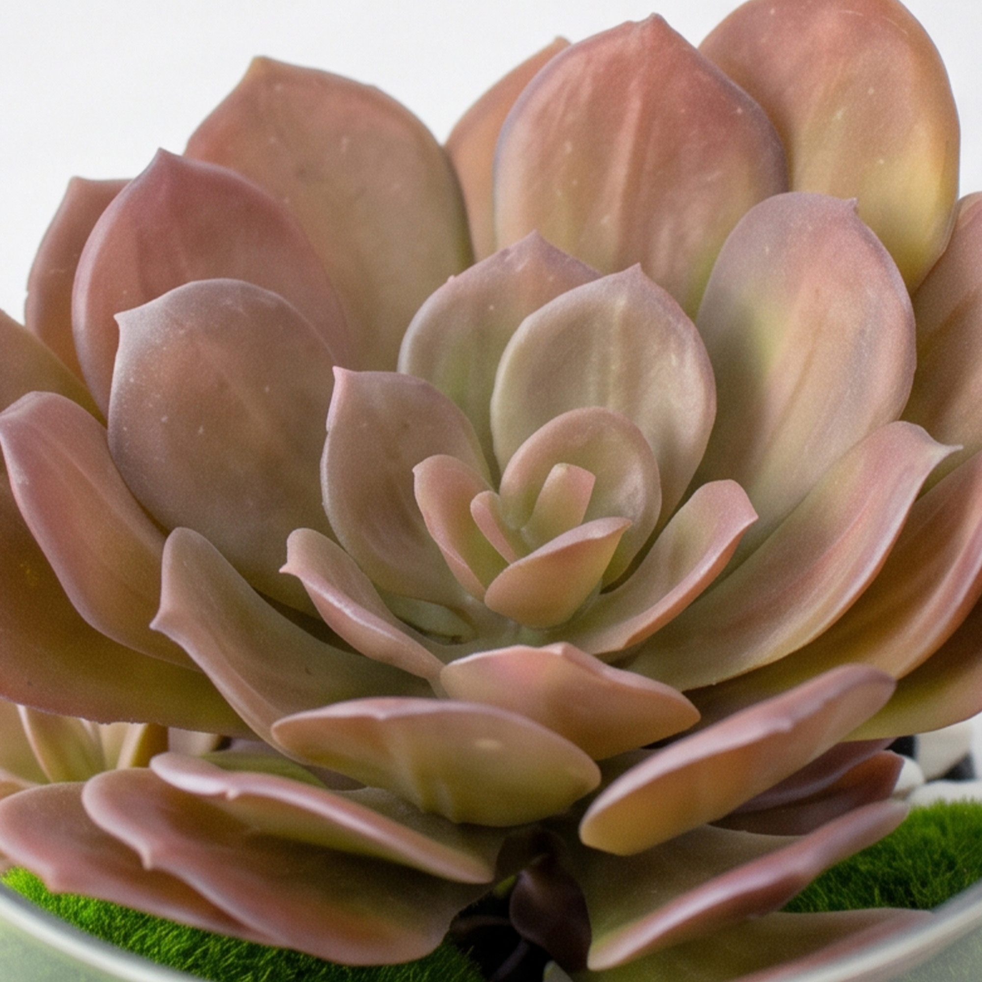 Small Purple Echeveria Elegans & Graptopetalum Succulent Arrangement in Clear Glass Cylinder Vase – Terrarium Style