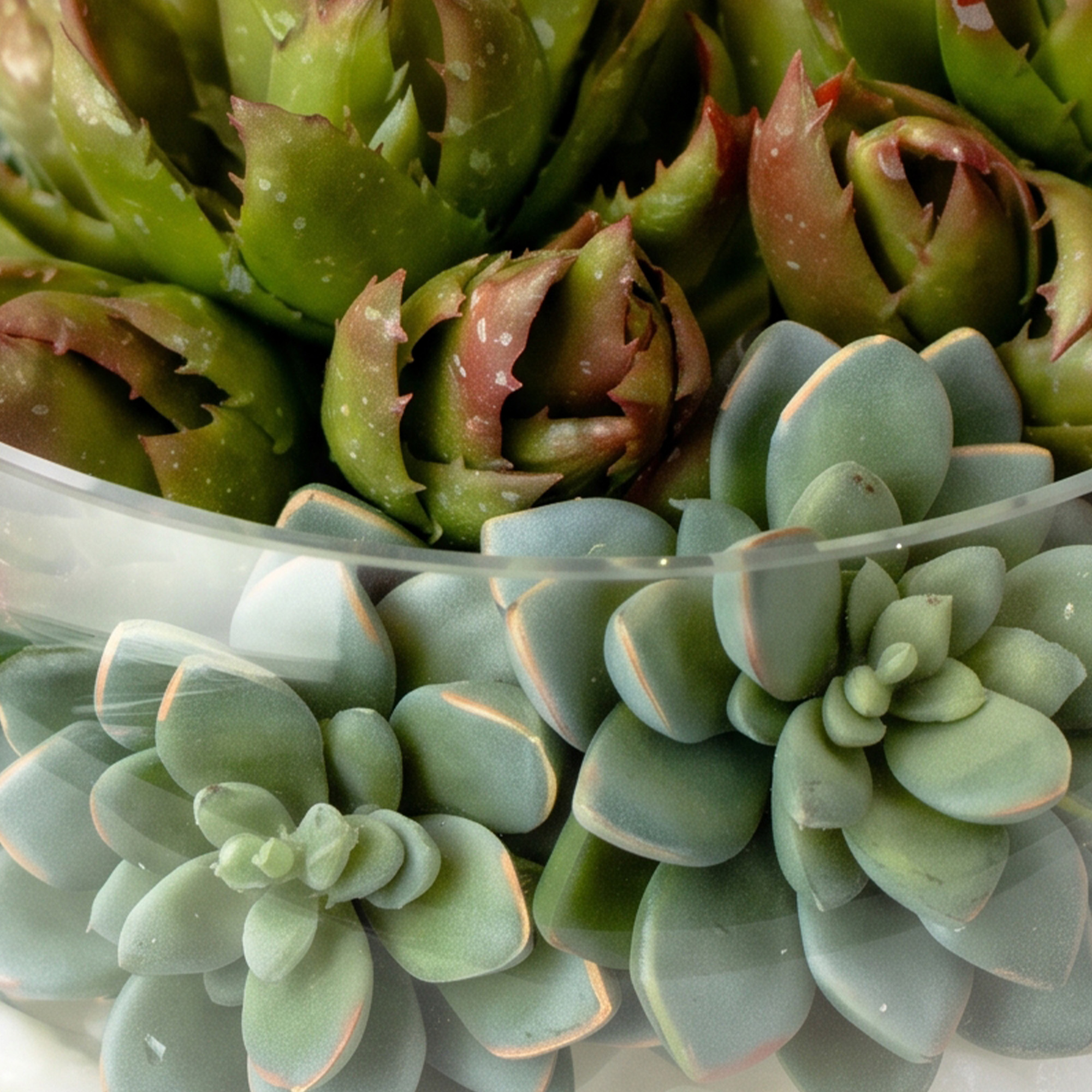 Small Mixed Succulent Arrangement in a Bias Spotlight Glass Terrarium Vase – 12-Stem Display