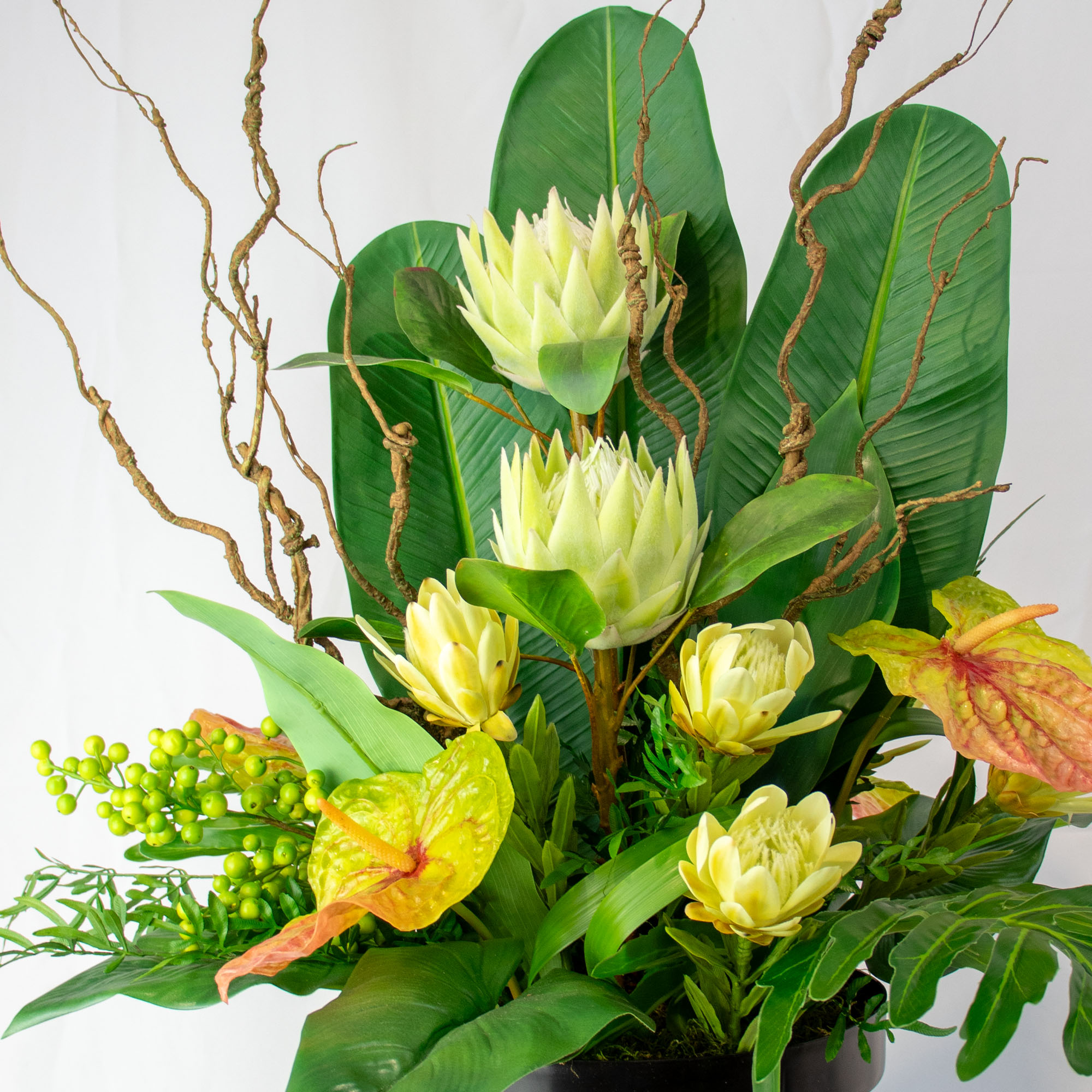 Extra Large Tropical Green Mixed Floral Display in 32cm Liner