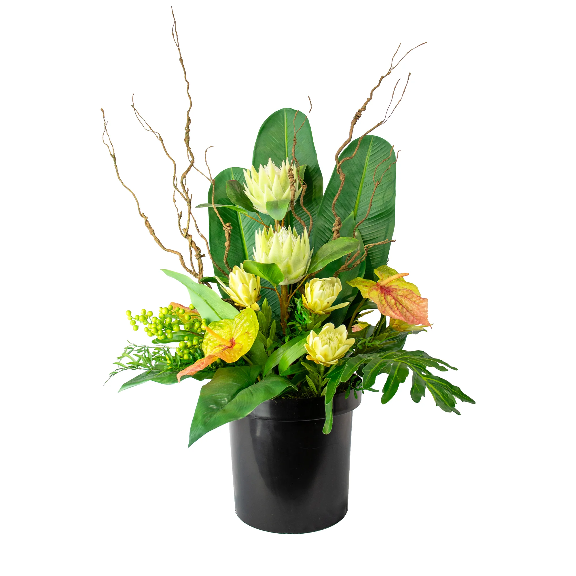 Extra Large Tropical Green Mixed Floral Display in 32cm Liner