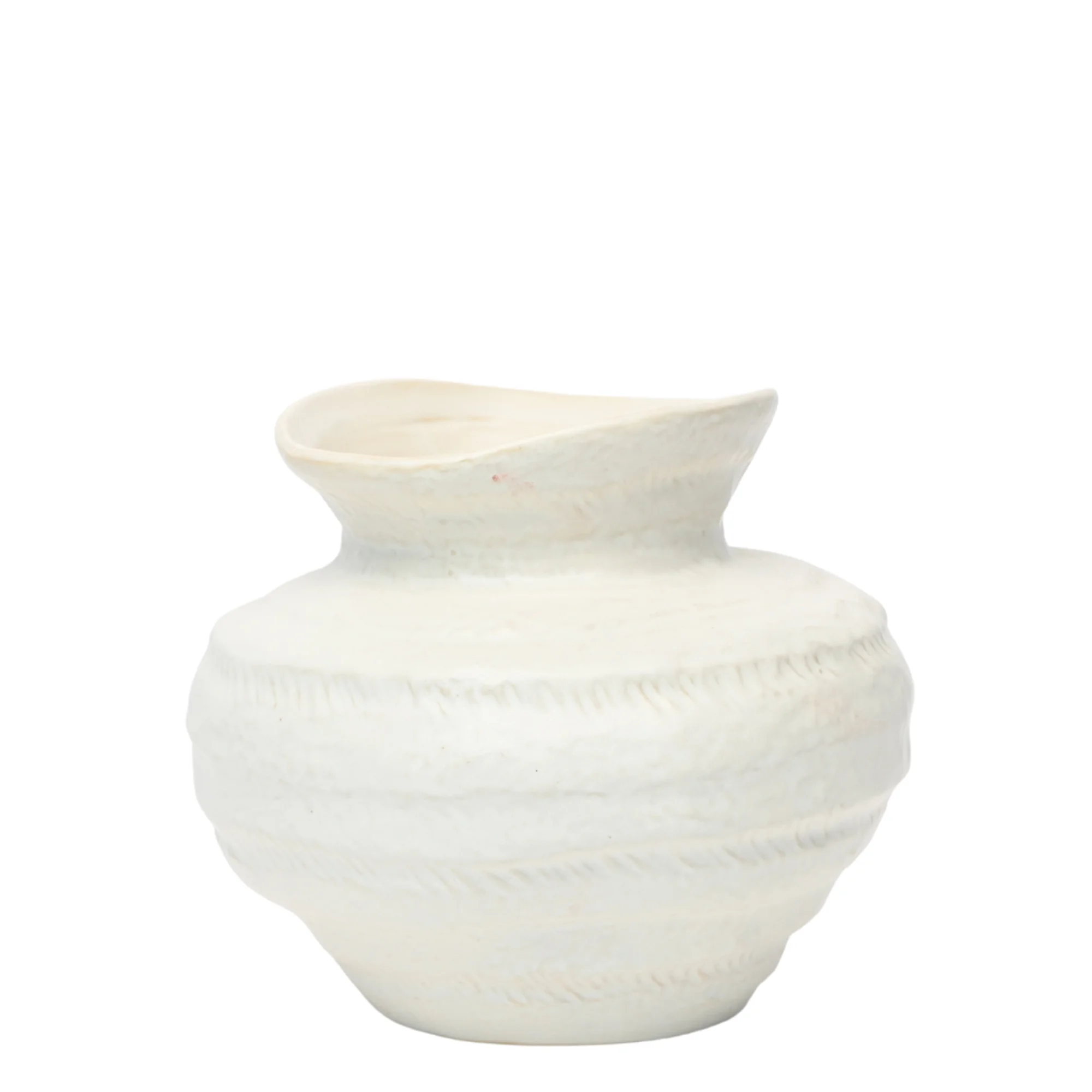 Medium Organic Gourd Off-White Ceramic Vase 18.5x16cm