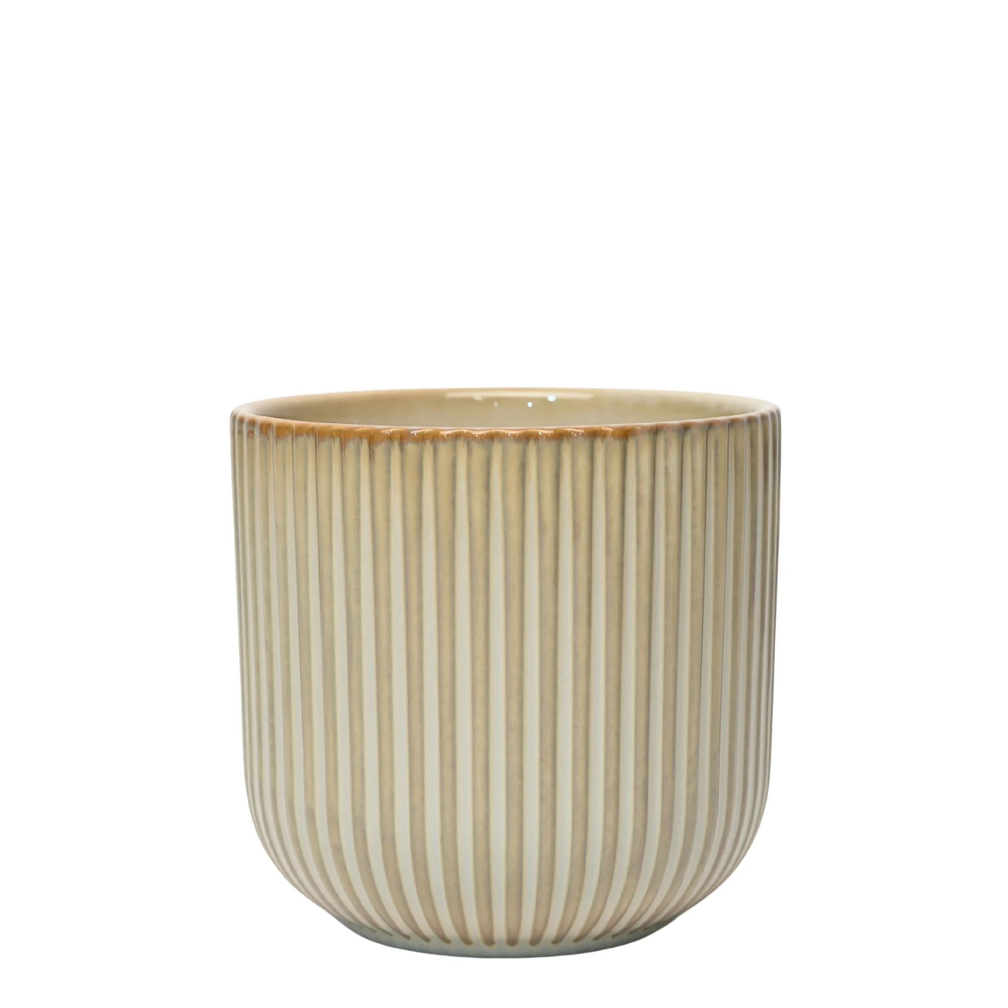 Extra-Small Ribbed Cream Ceramic Planter 11.3x10.5cm